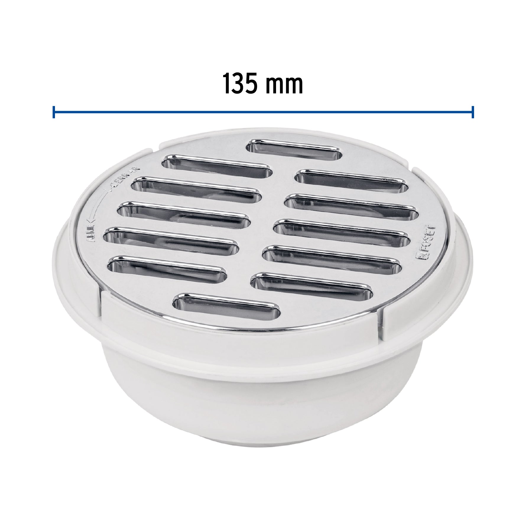Coladera universal de polipropileno 5", rejilla cromada
