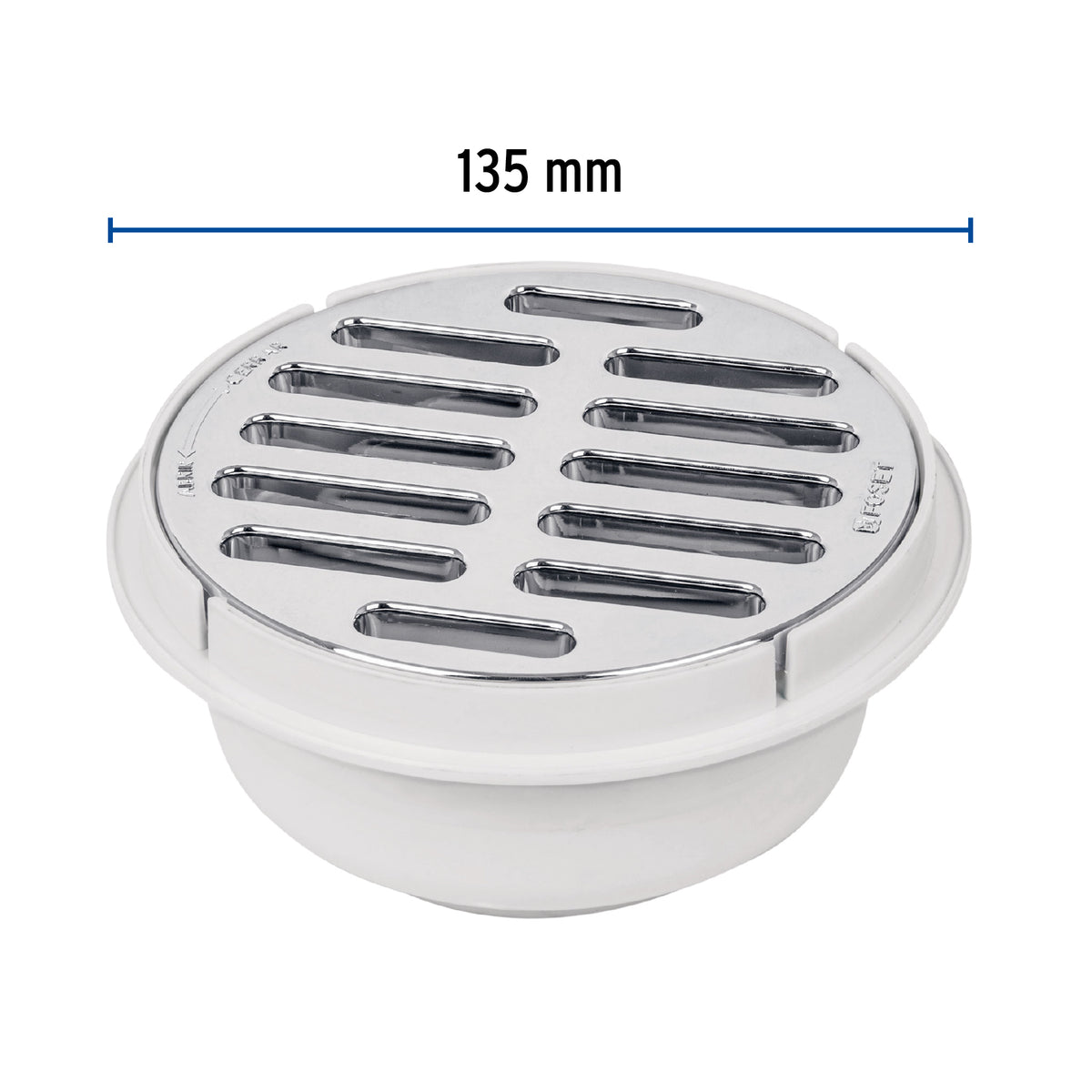 Coladera universal de polipropileno 5", rejilla cromada