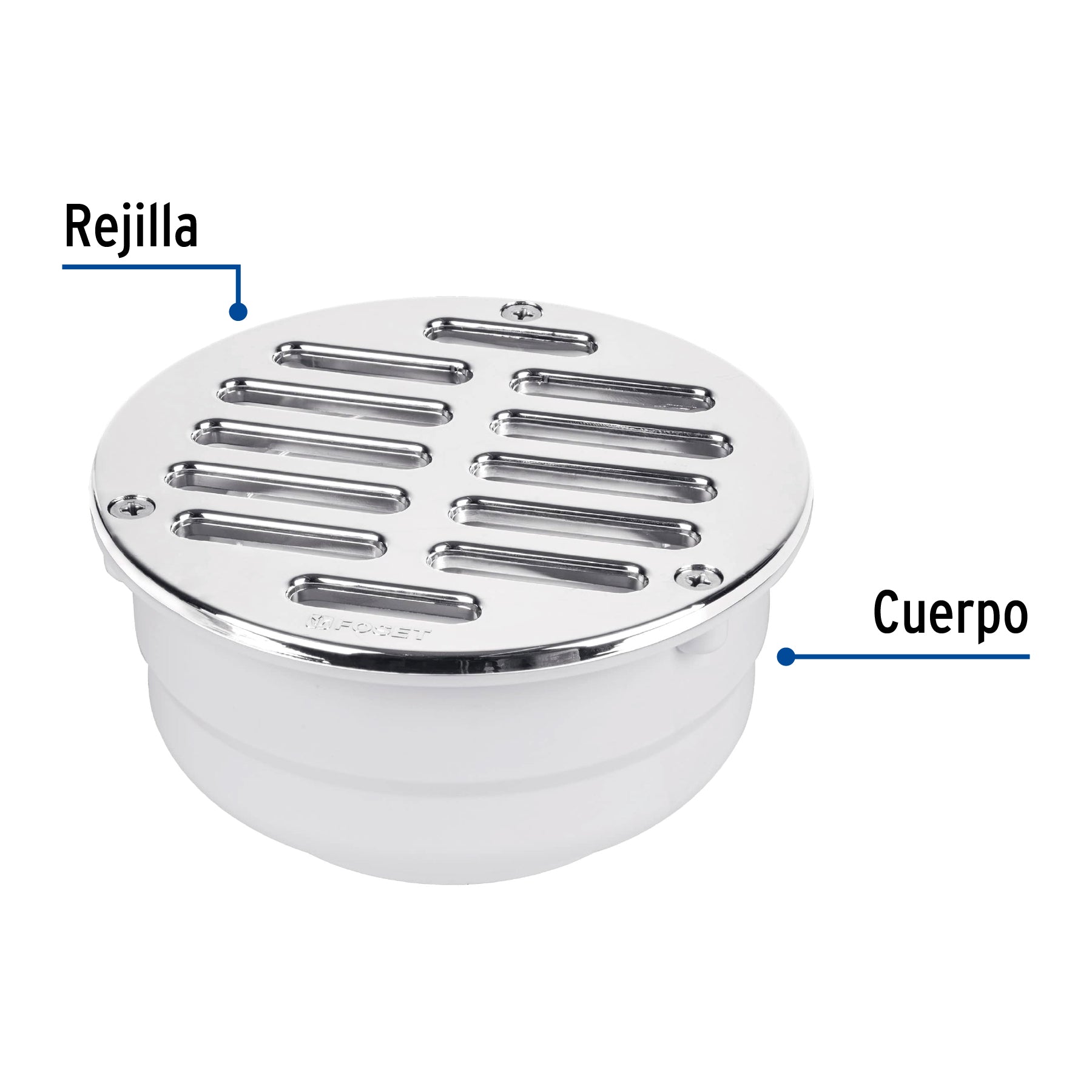 Coladera universal ABS 5", rejilla con 3 tornillos
