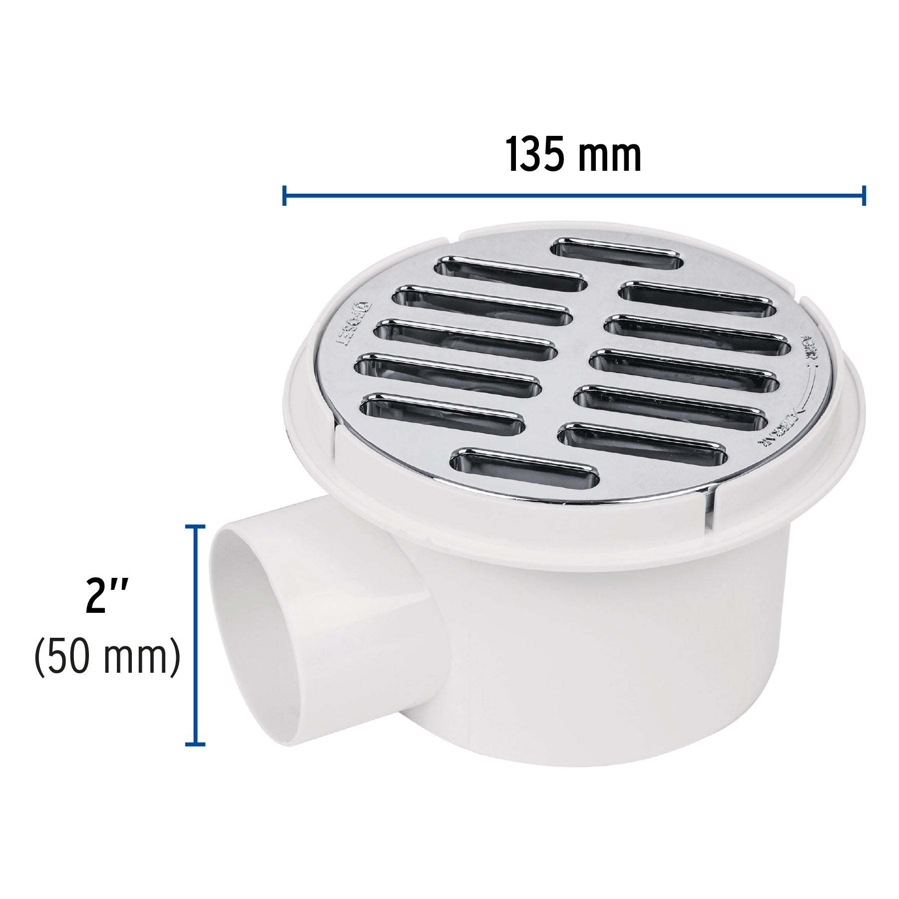 Coladera polipropileno 5", salida lateral 2", rejilla