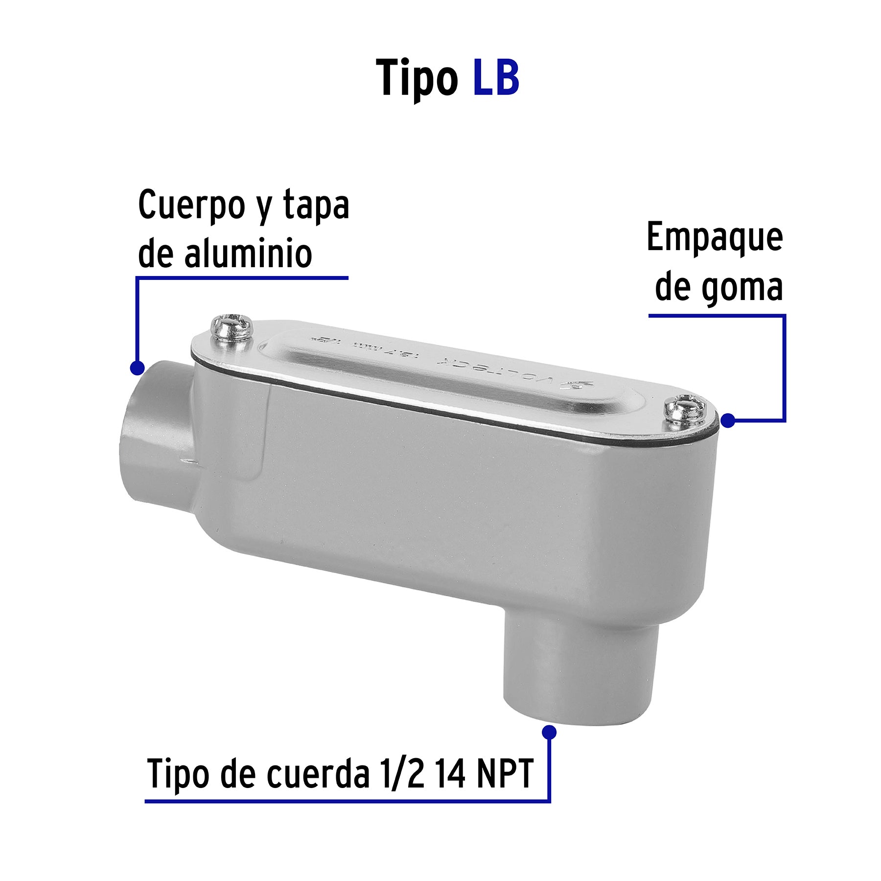 Condulet 1/2" conexión tipo LB, Volteck