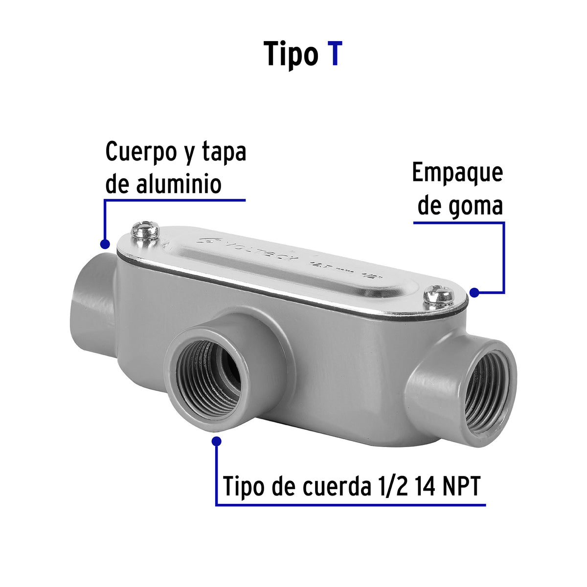 Condulet 1/2" conexión tipo T, Volteck