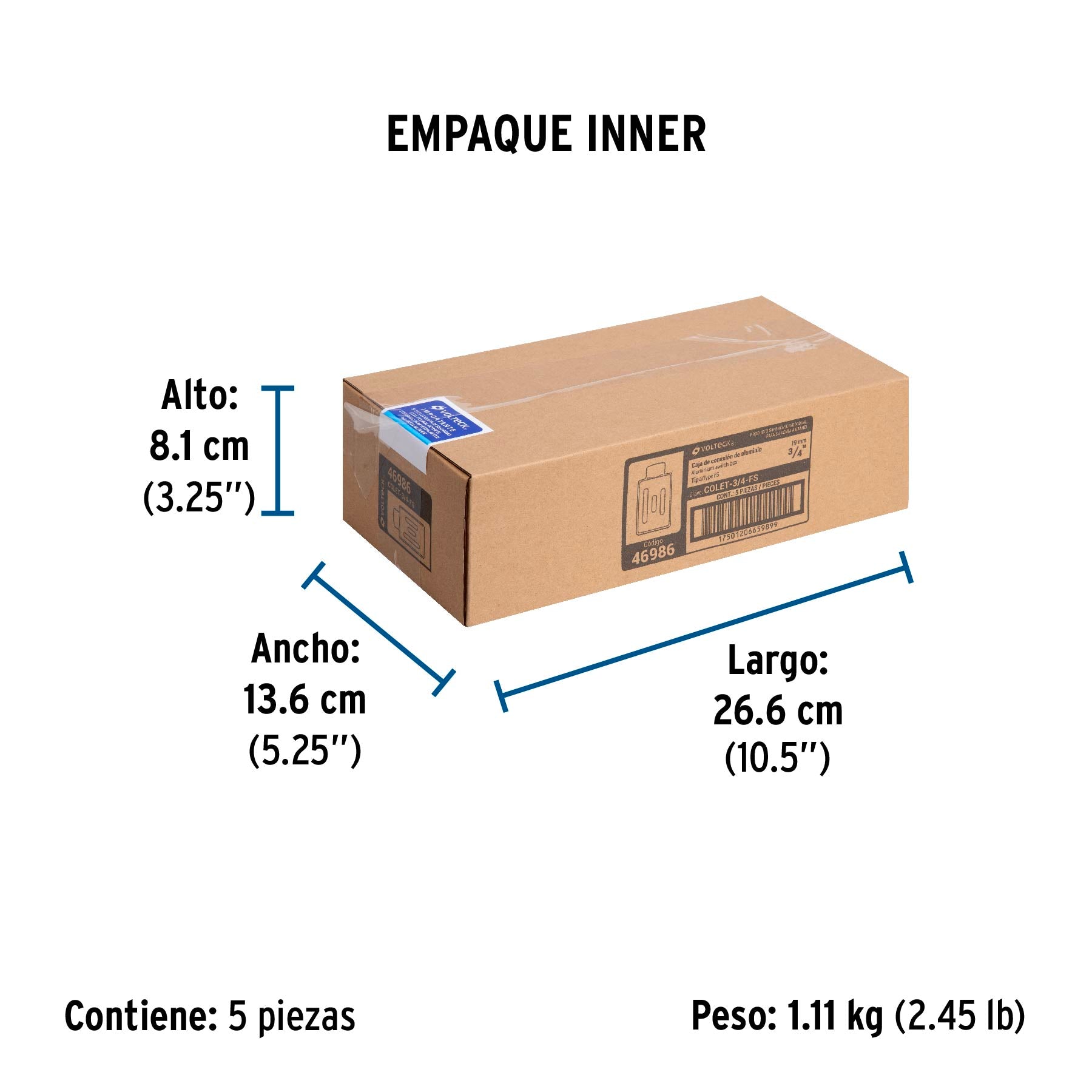 Condulet 3/4" conexión tipo FS, Volteck