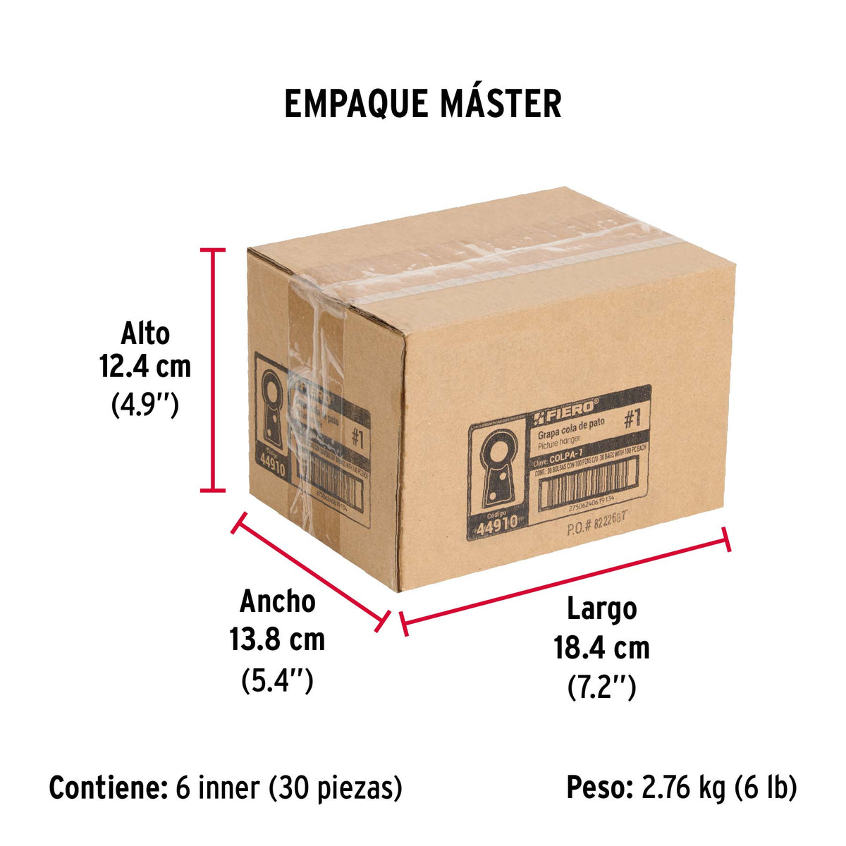 Cola de pato #1, 2.5 cm, bolsa 100 piezas