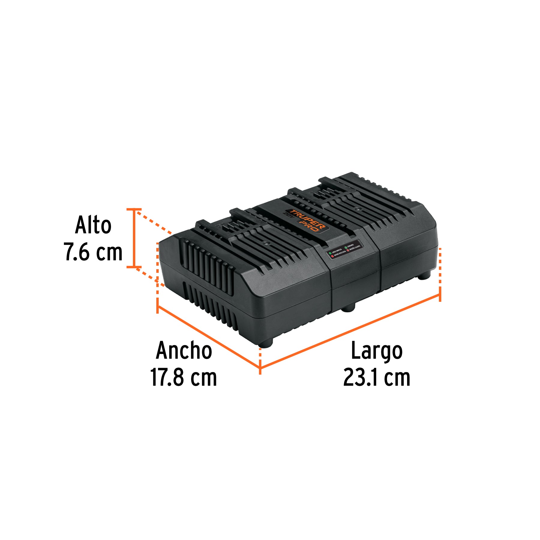 Combo cargador dual con 2 baterías de 2Ah, 20V, TRUPER PRO