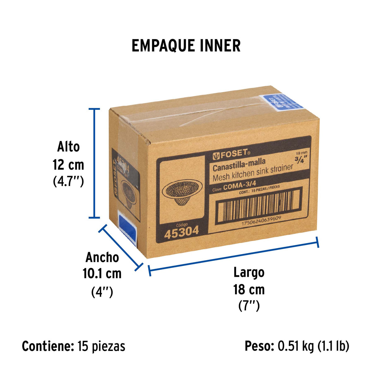 Coladera malla para fregadero 3/4"