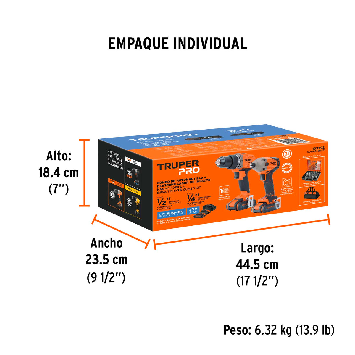 Combo rotomartillo/dest + dest/impacto, 20V, TRUPER PRO