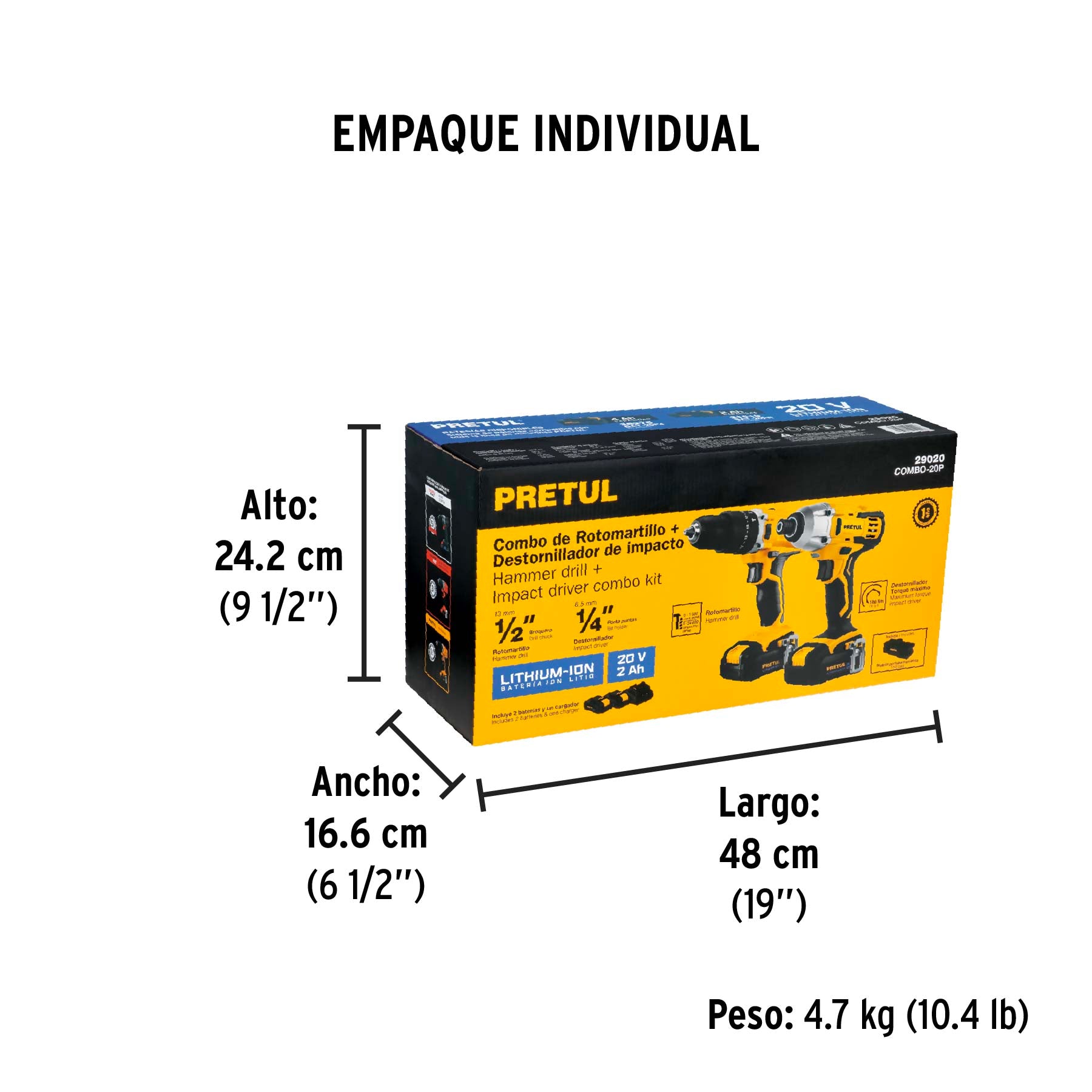 Combo rotomartillo/destornillador impacto inal. 20V, Pretul