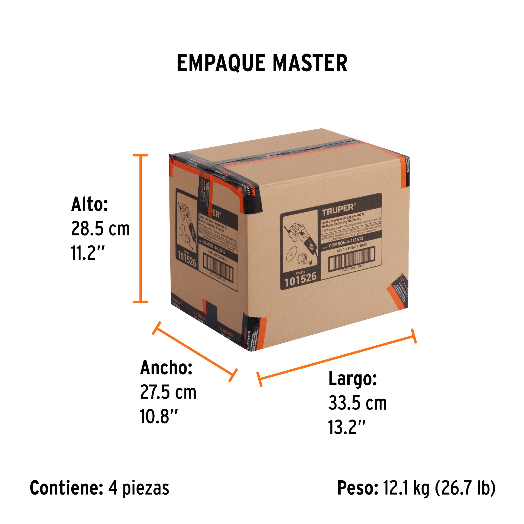 ESMERILADORA 4-1/2' 750 W, 10 discos y flexómetro