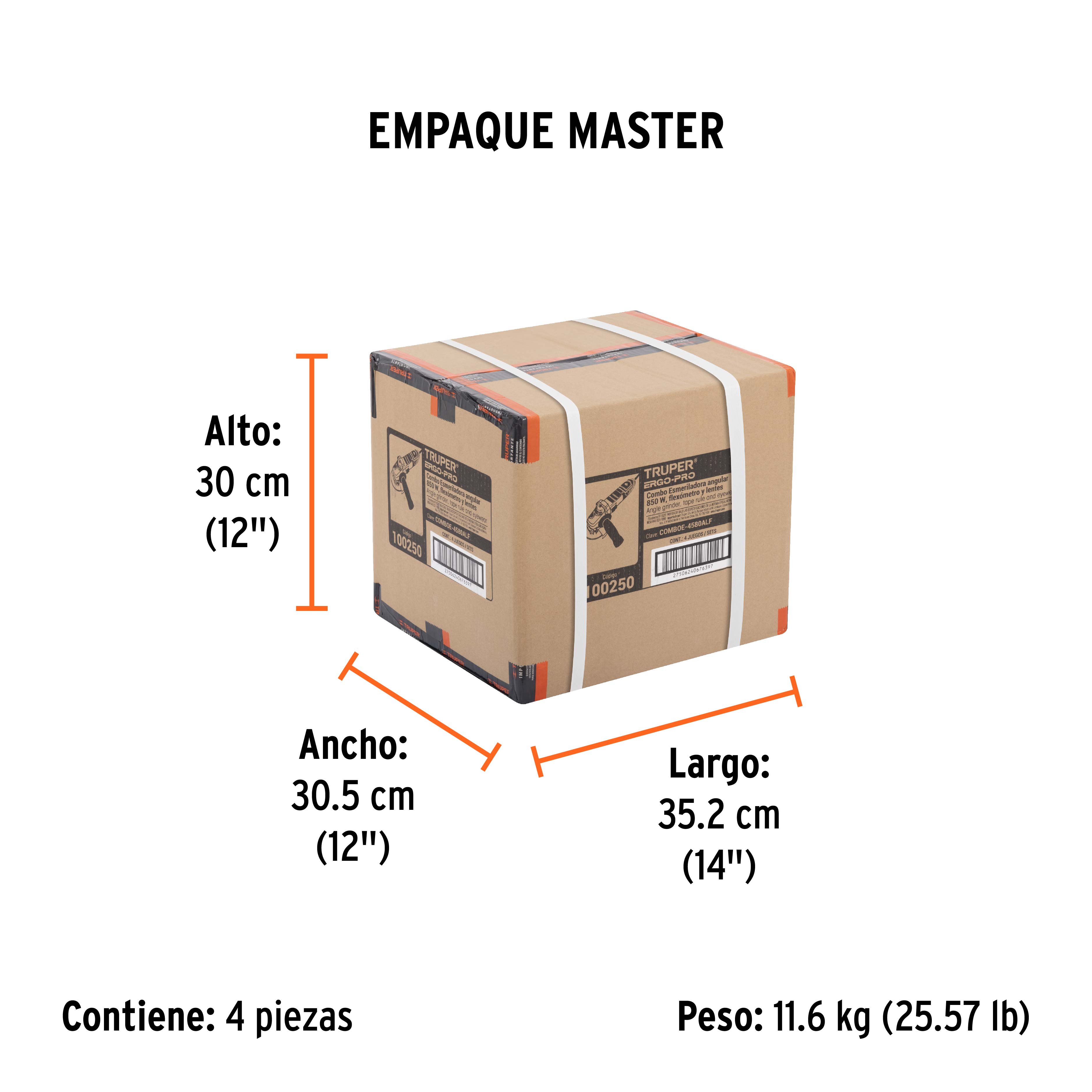 COMBO ESMERILADORA 4-1/2" 800W C/LENTES DE SEG Y FLEXOMETRO