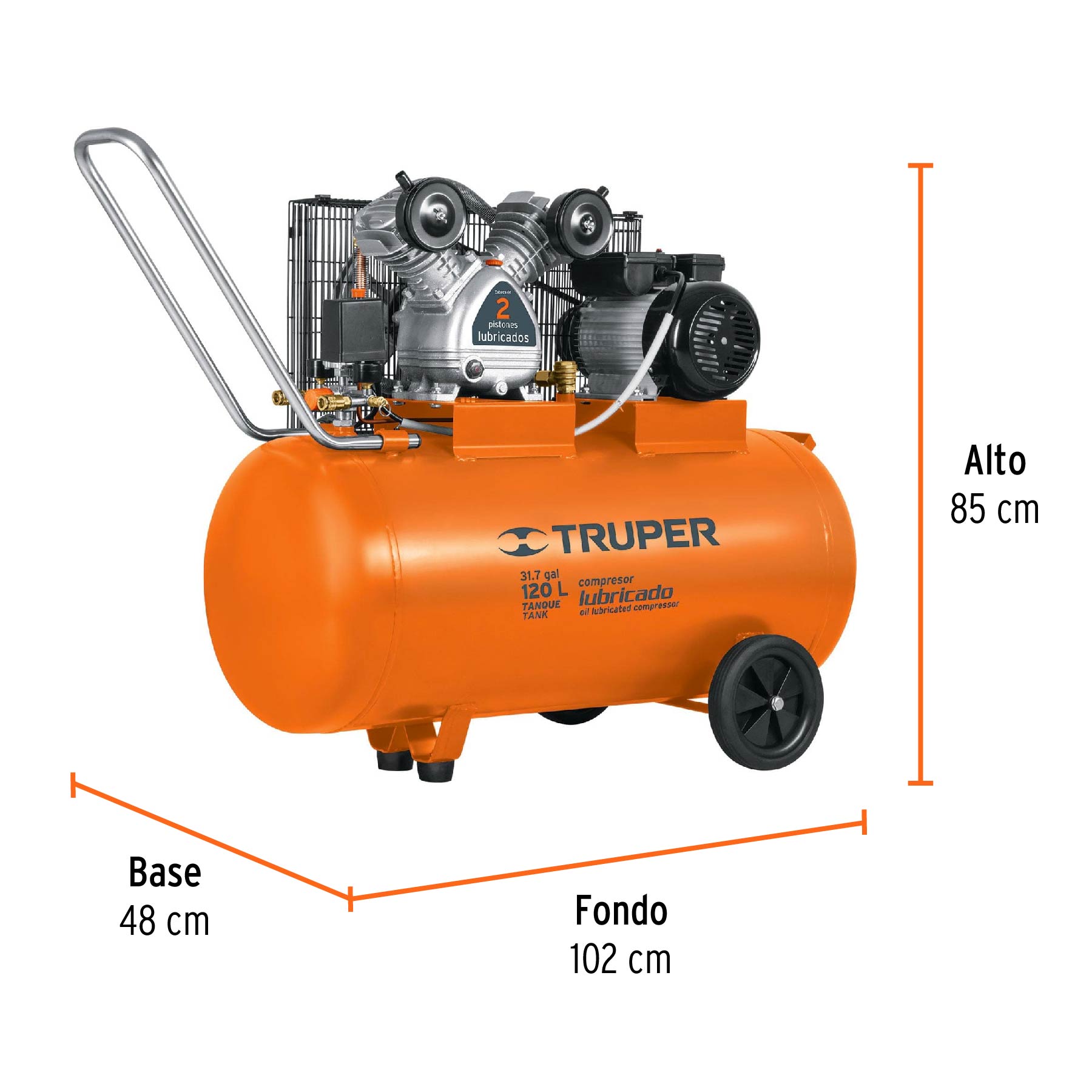 Compresor horizontal 120 L, 4 HP (potencia máxima ), 220 V