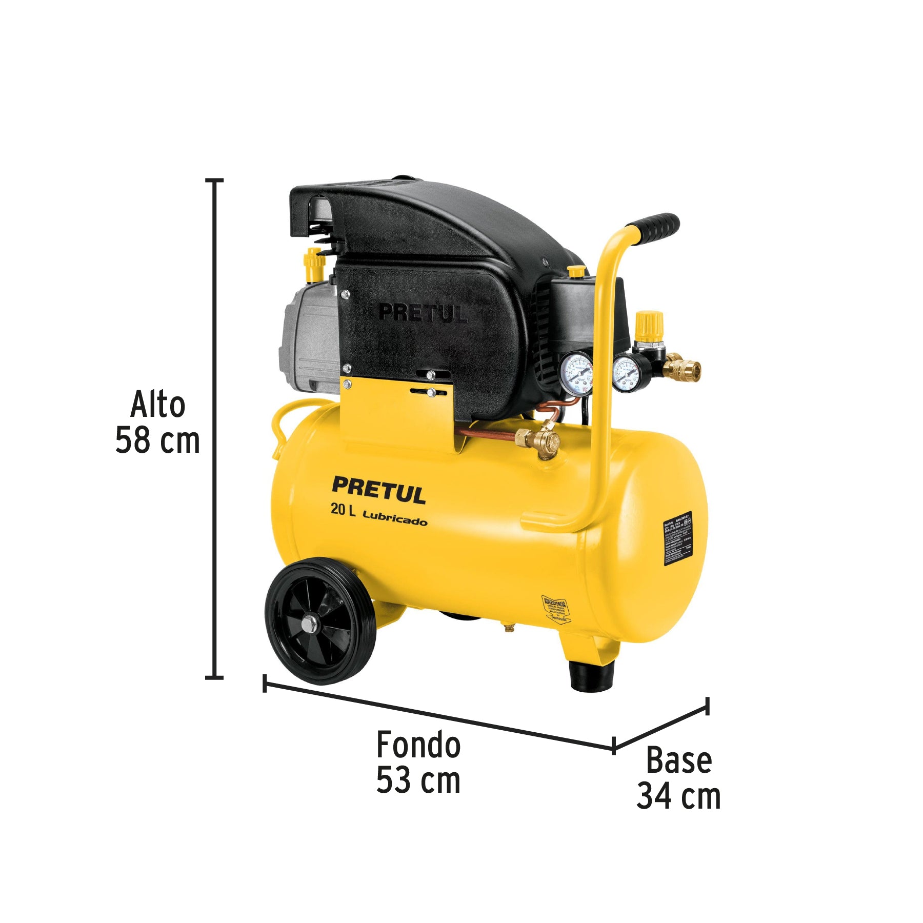 Compresor, 20 L, 3-1/2 HP (potencia máxima), 120 V, Pretul