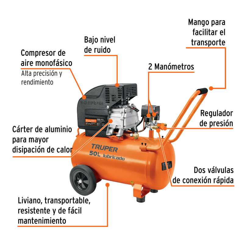 Compresor horizontal, 50 L, 4-1/2 HP (potencia máxima),120V