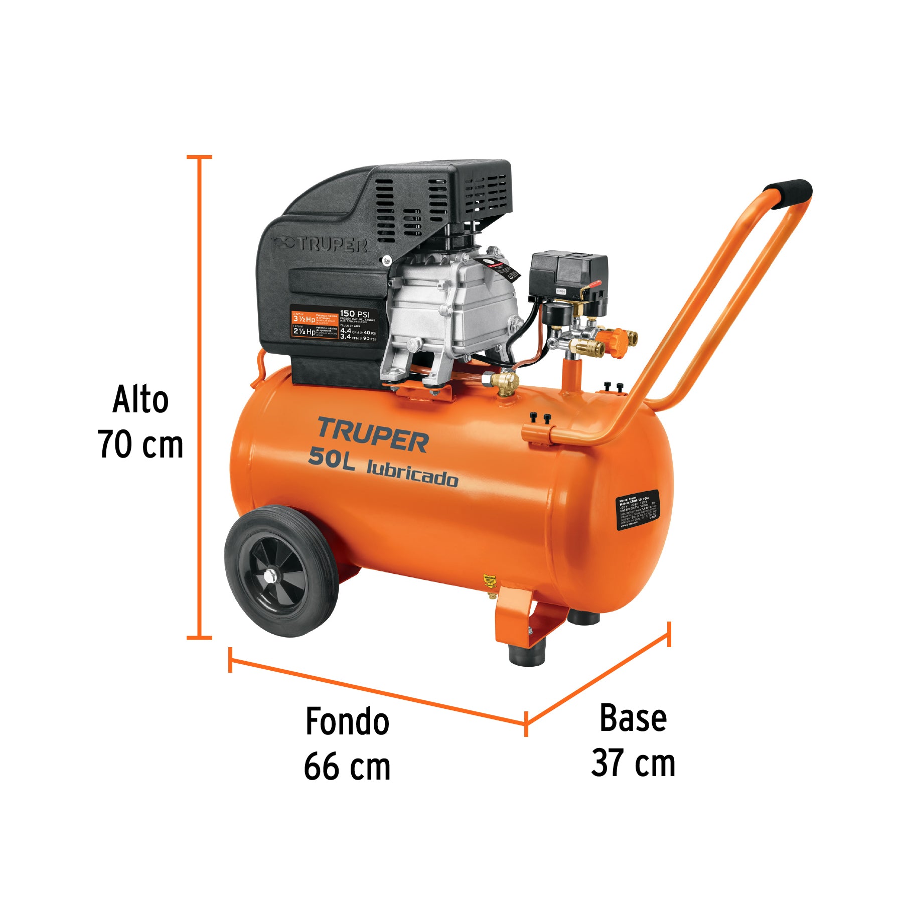 Compresor horizontal, 50 L, 4-1/2 HP (potencia máxima),120V