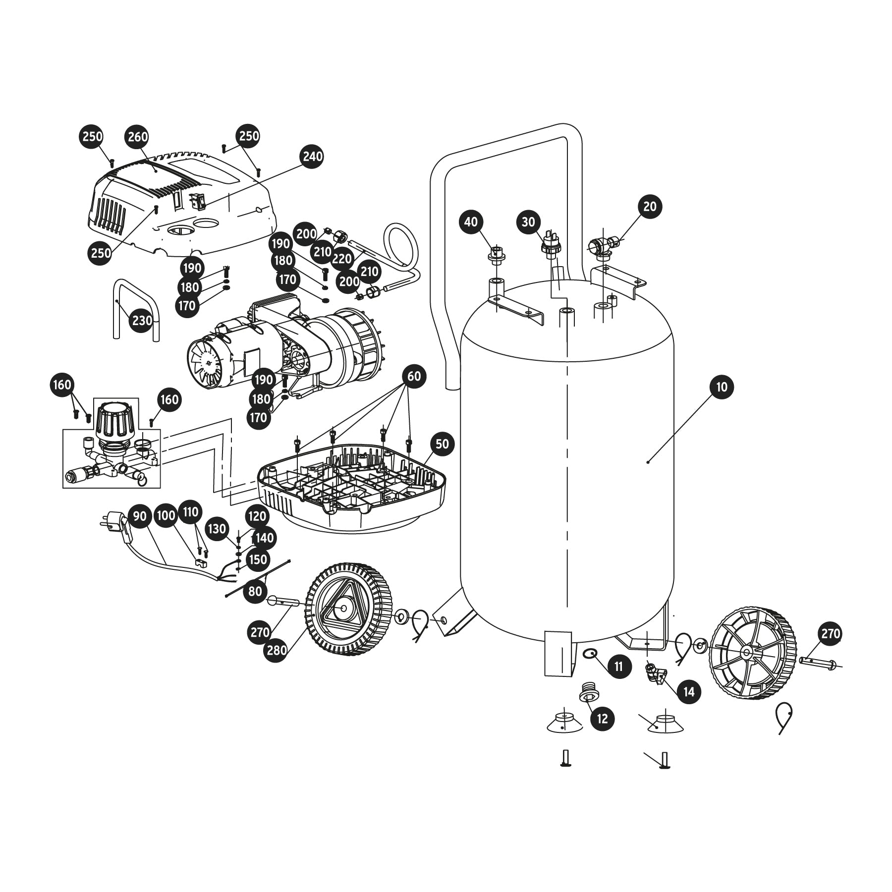 Compresor de aire libre de aceite de 50 L
