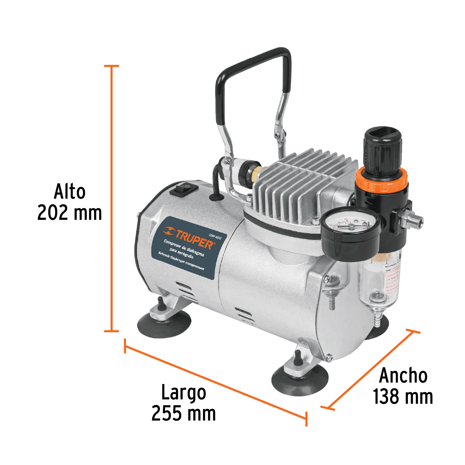 Compresor de diafragma para aerógrafo, 1/5 HP, 110 V