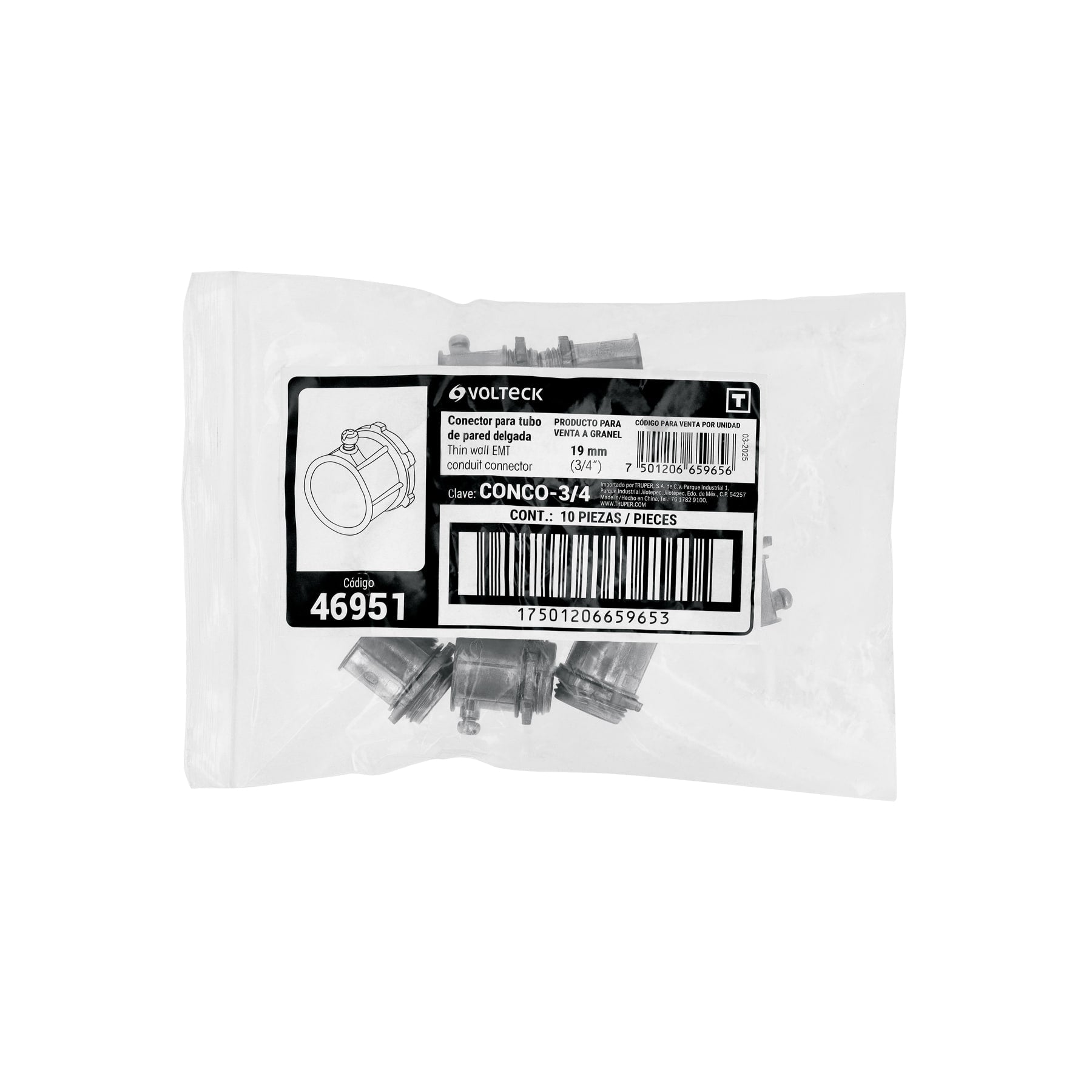 Conector conduit 3/4", Volteck