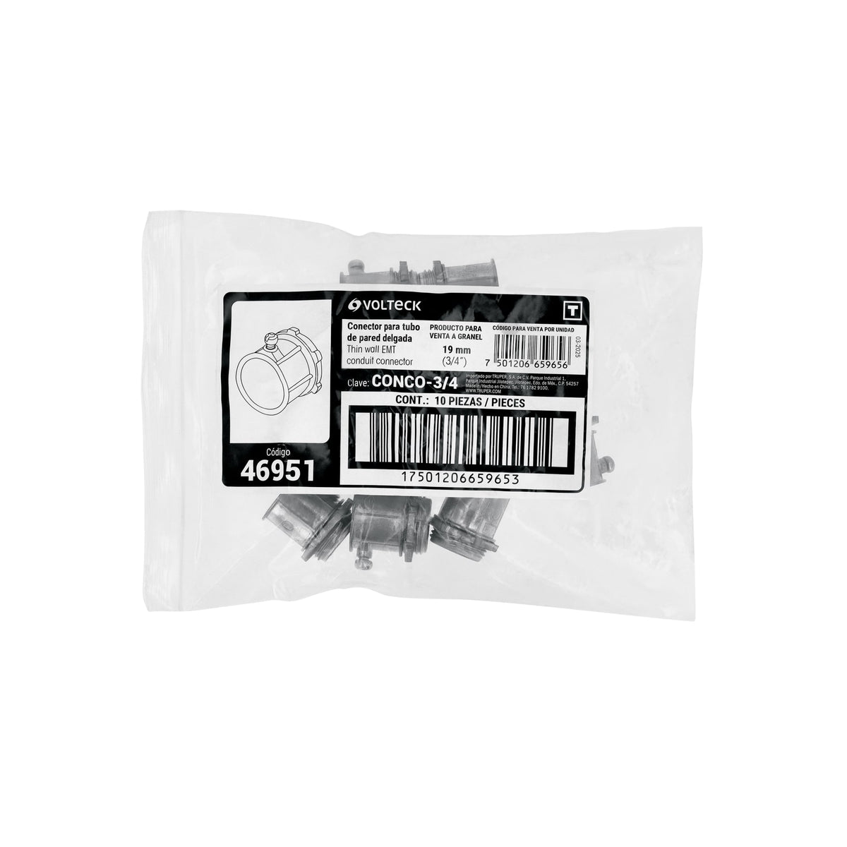 Conector conduit 3/4", Volteck