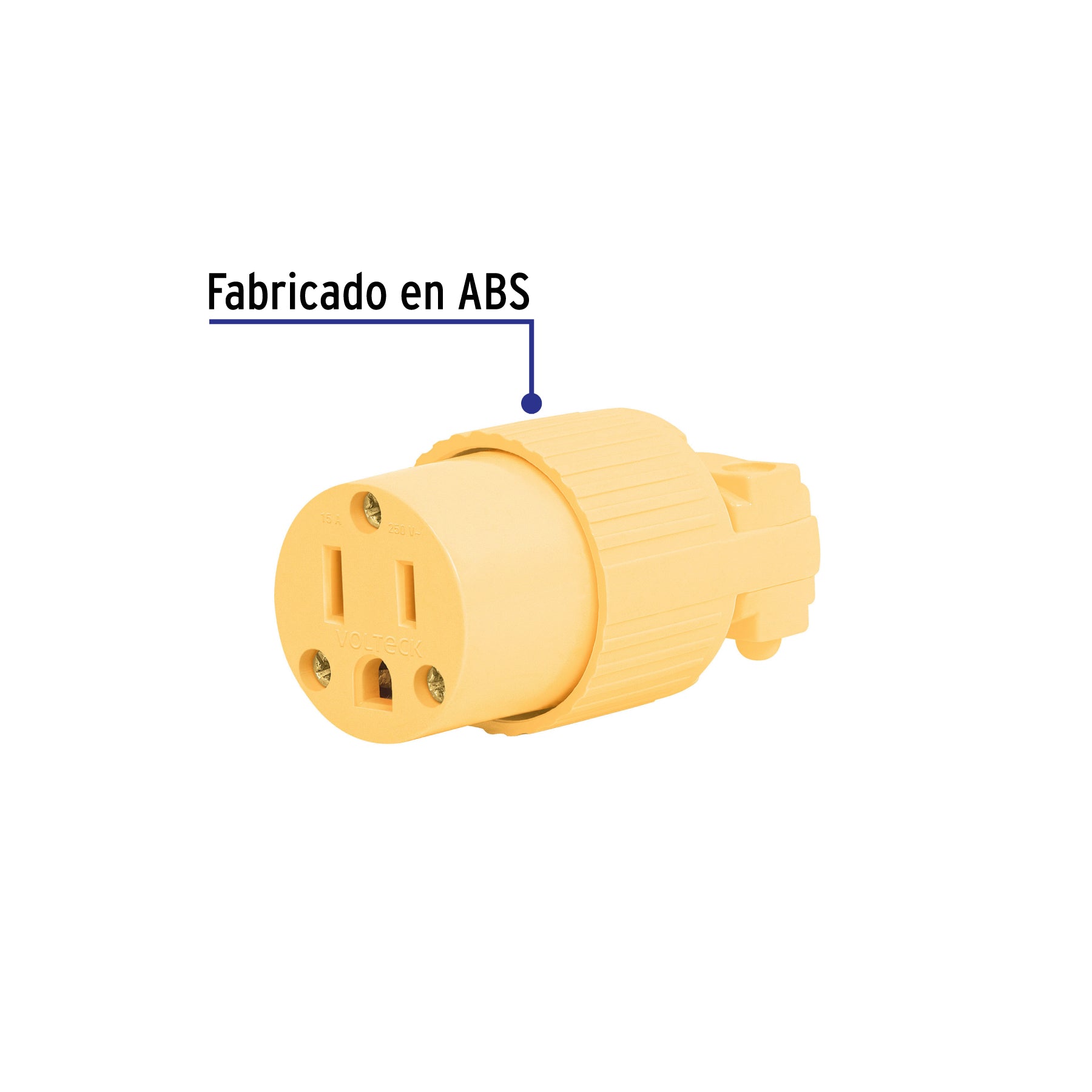 Contacto industrial, plástico, 2 polos, 3 hilos, 15A, 125V