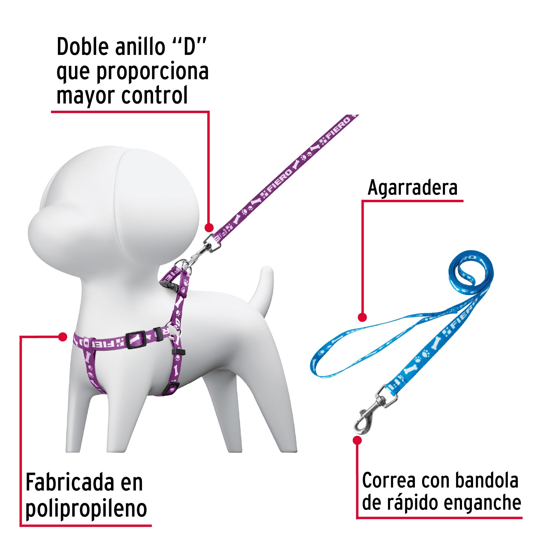Correa para perro con pechera, 1 cm ancho