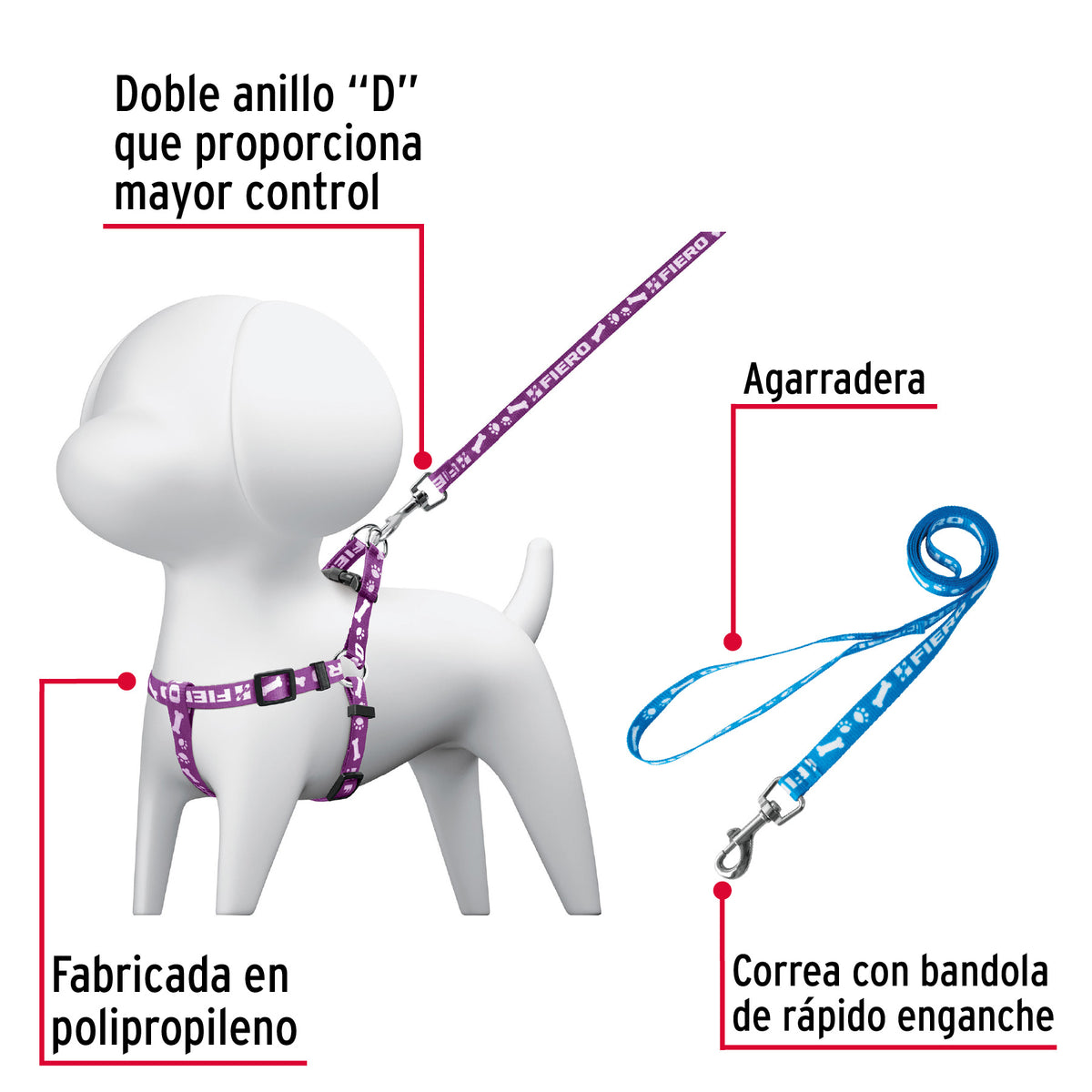 Correa para perro con pechera, 1 cm ancho