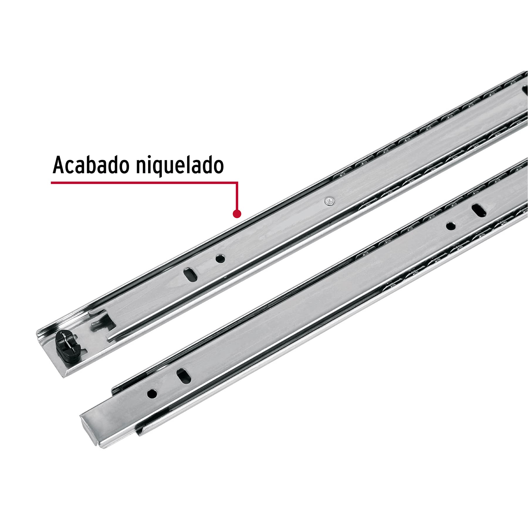 Corredera embalada para cajón, apertura 3/4- 50 cm, 2 pzas