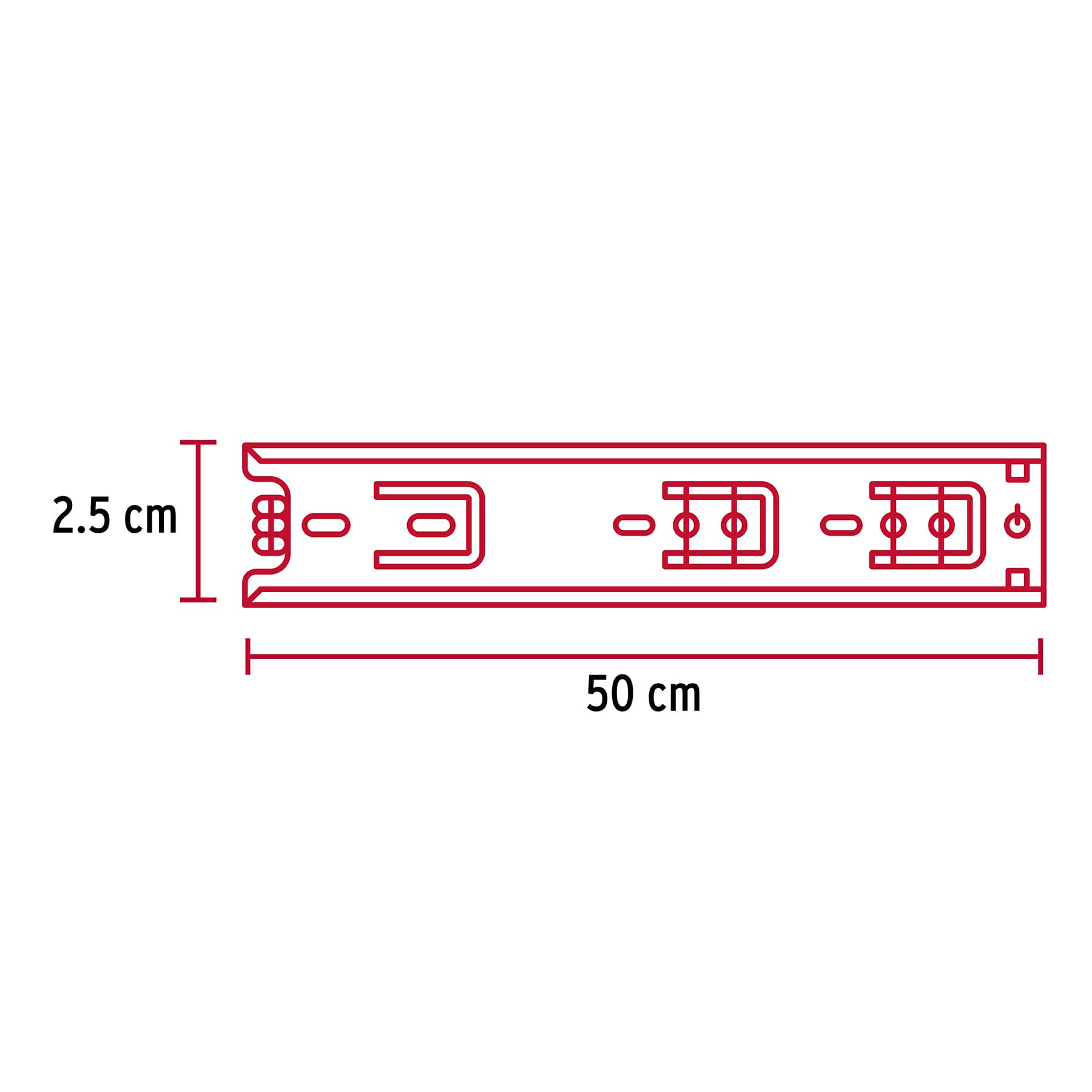 Corredera embalada para cajón, apertura 3/4- 50 cm, 2 pzas