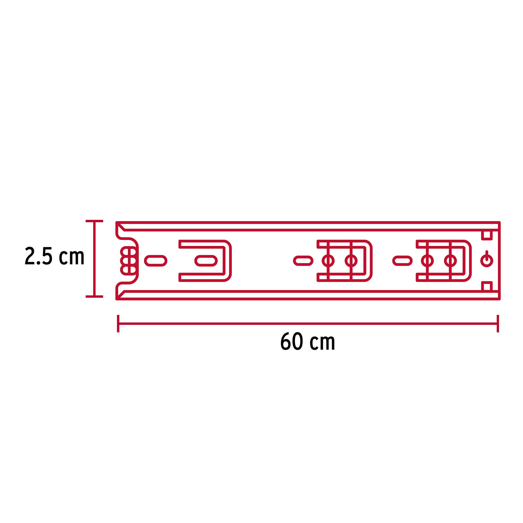 Corredera embalada para cajón, apertura 3/4- 60 cm, 2 pzas