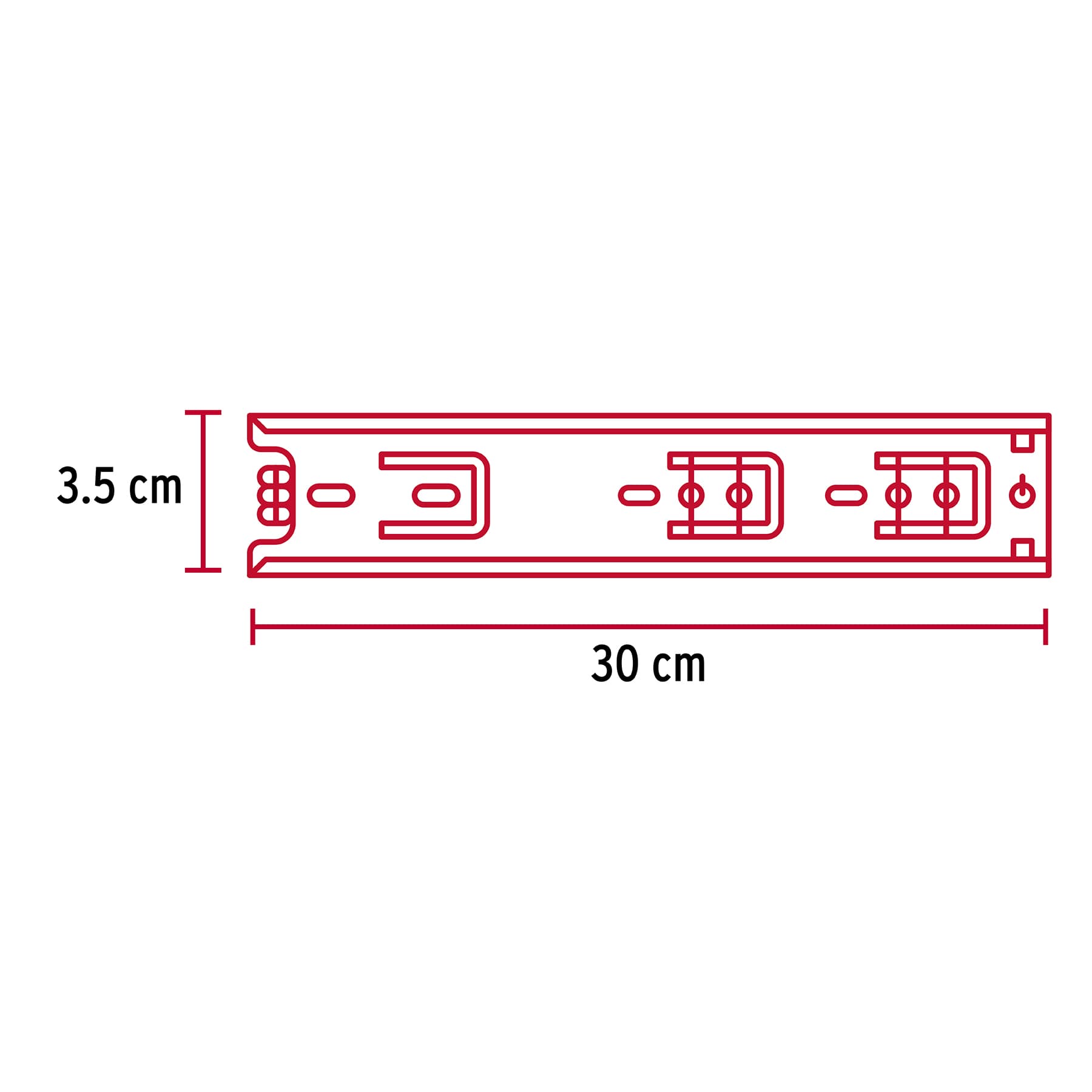 Corredera de extensión total 35mm, para cajón, 30cm, 2 pzas