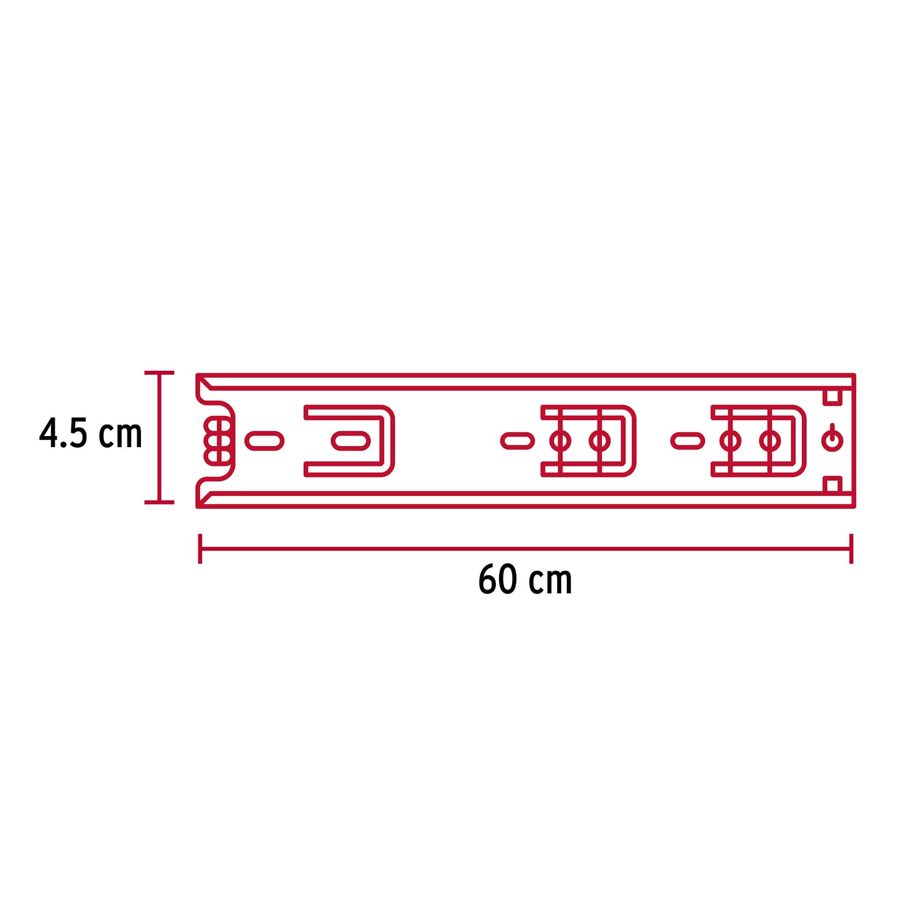 Corredera de extensión total 45mm, para cajón, 60cm, 2 pzas