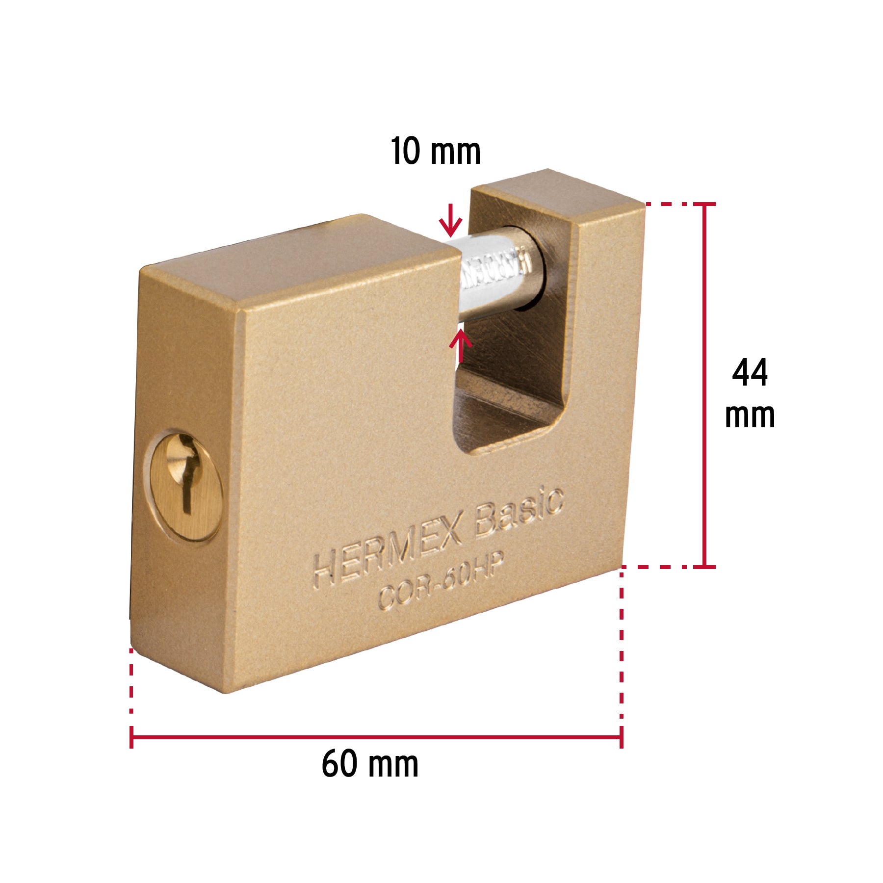 Candado antipalanca, 60mm, cuerpo de hierro, Hermex Basic