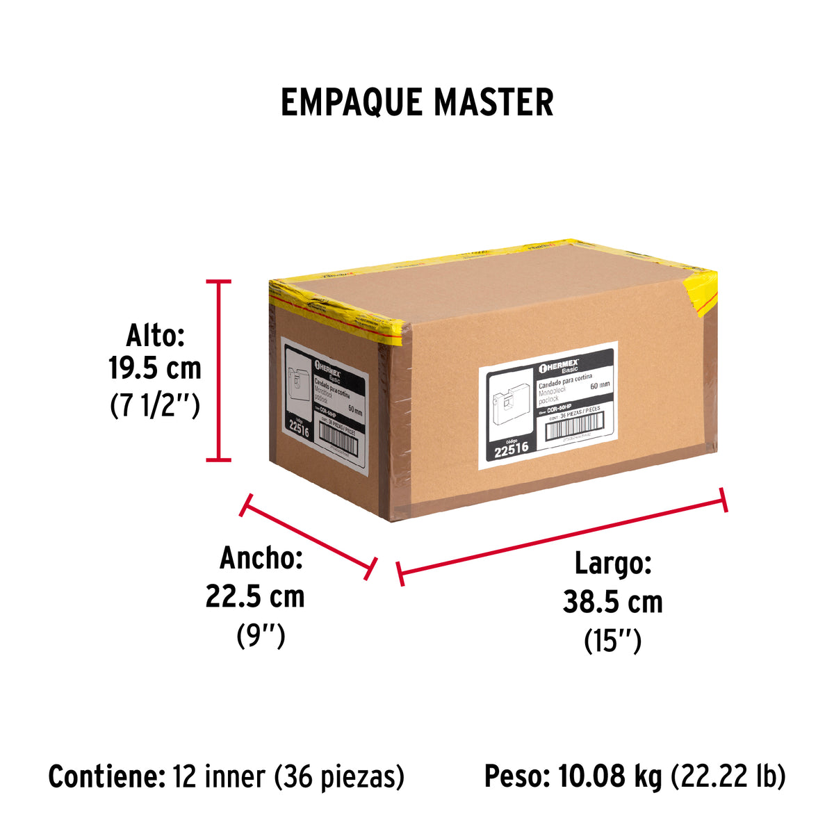 Candado antipalanca, 60mm, cuerpo de hierro, Hermex Basic