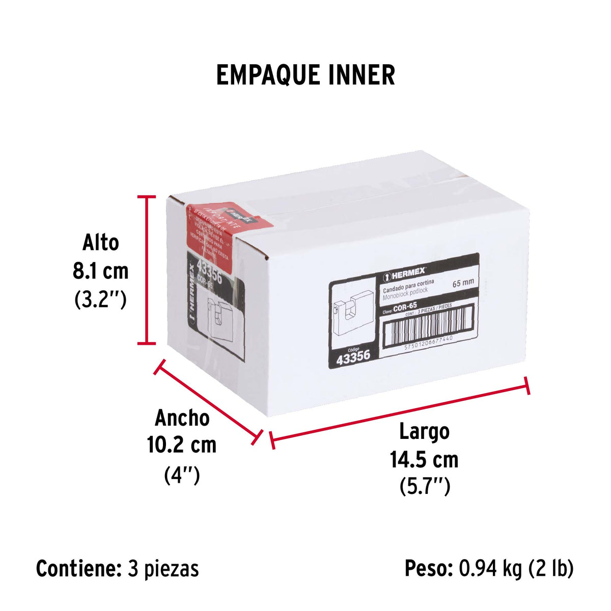 Candado antipalanca, 65mm, cuerpo de latón llave tradicional