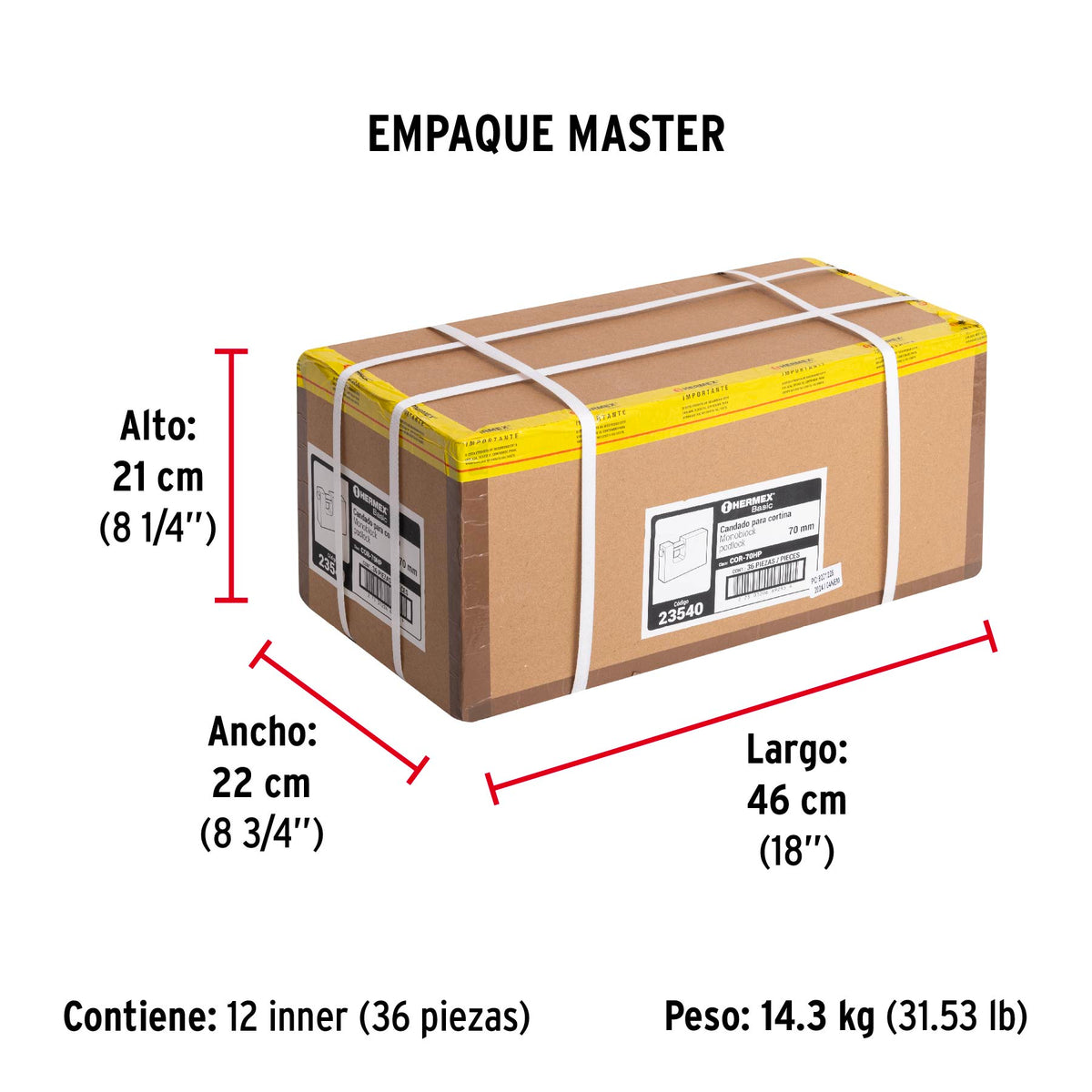 Candado antipalanca, 70mm, cuerpo de hierro, Hermex Basic