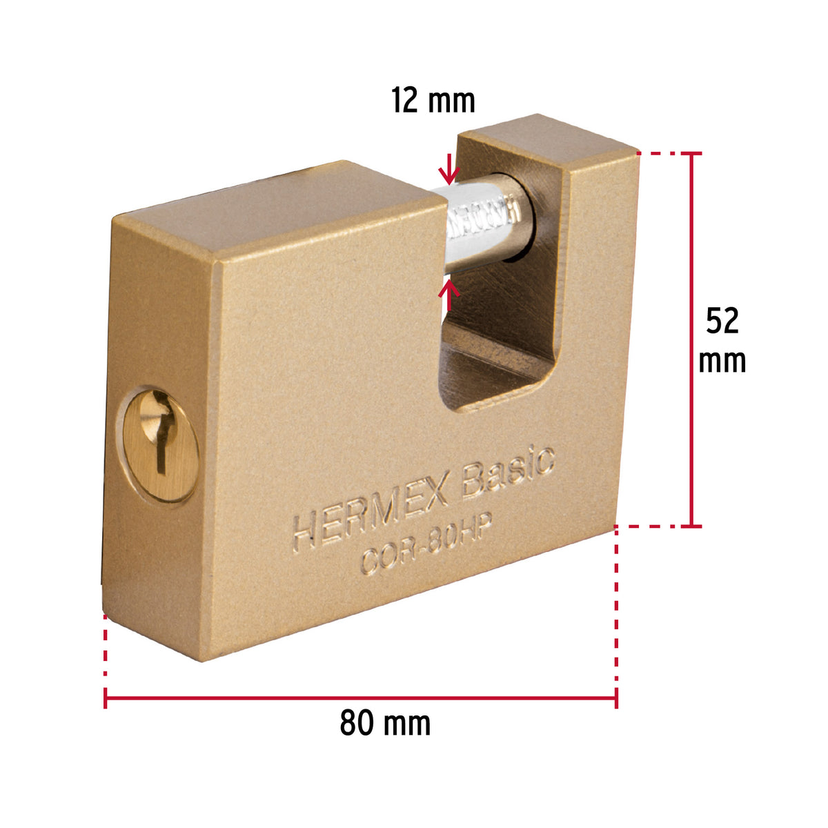 Candado antipalanca, 80mm, cuerpo de hierro, Hermex Basic