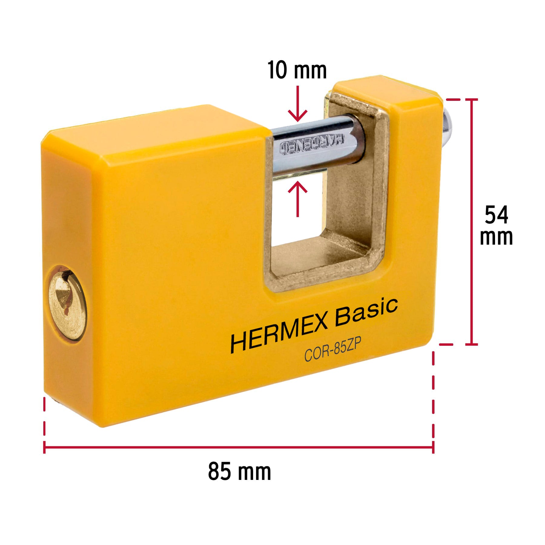 Candado antipalanca, 85mm, cuerpo metálico, Hermex Basic