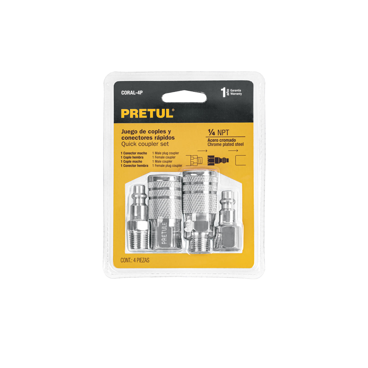 2 conectores y 2 coples para compresor, Pretul