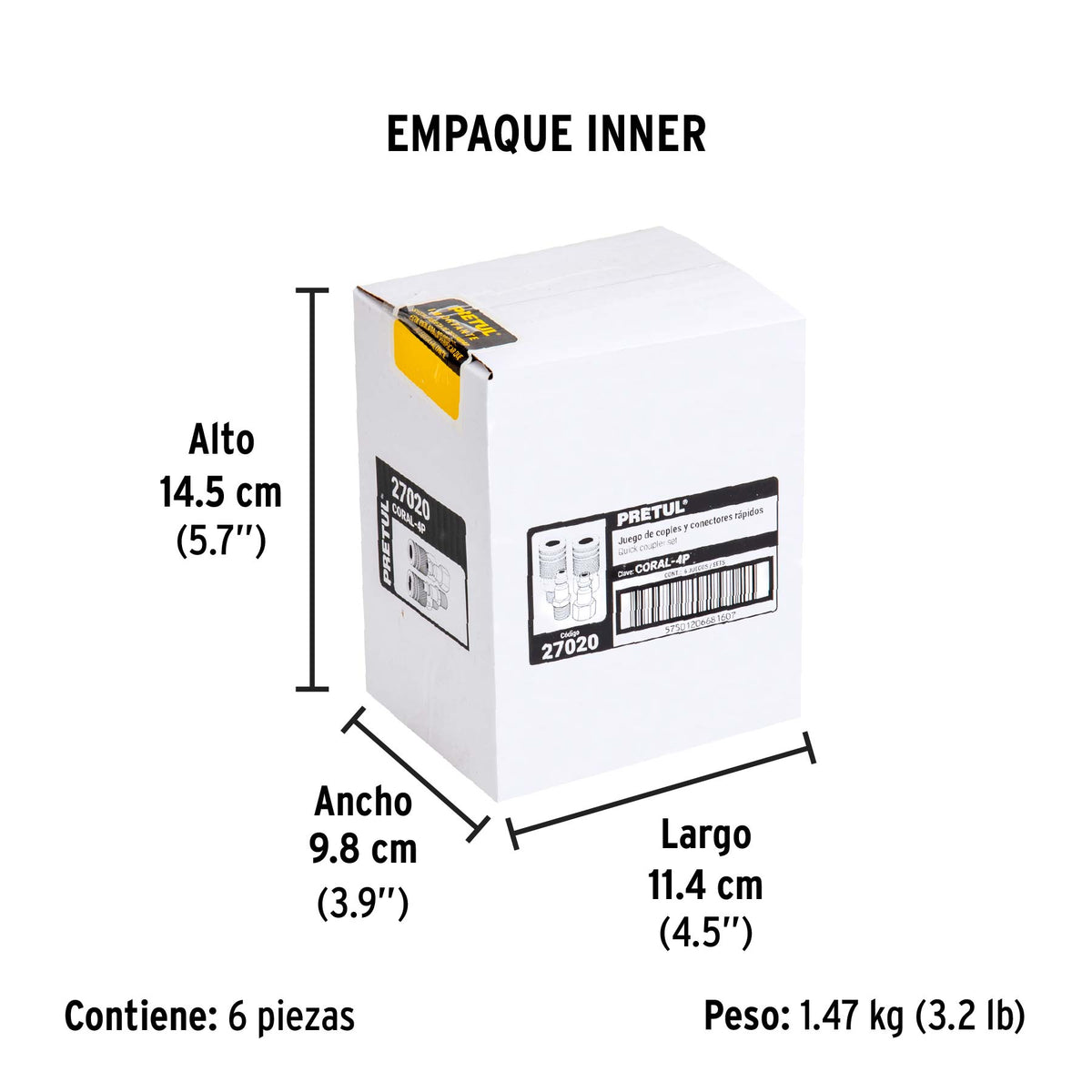 2 conectores y 2 coples para compresor, Pretul