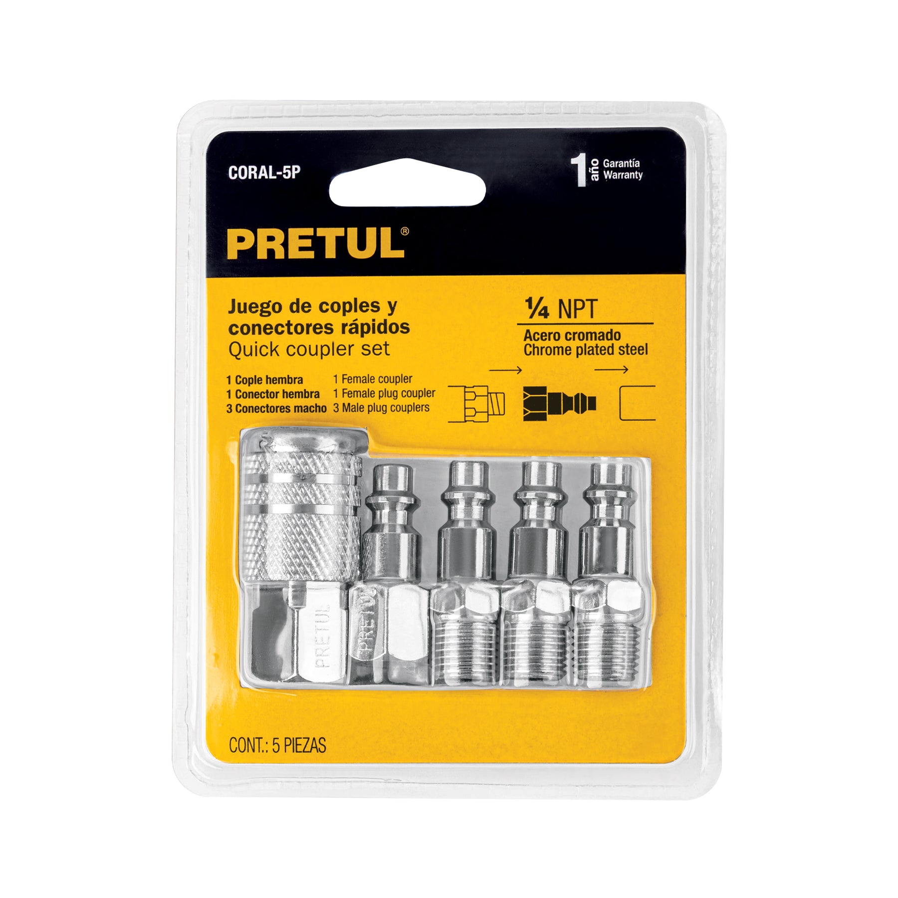 4 conectores y 1 cople para compresor, Pretul