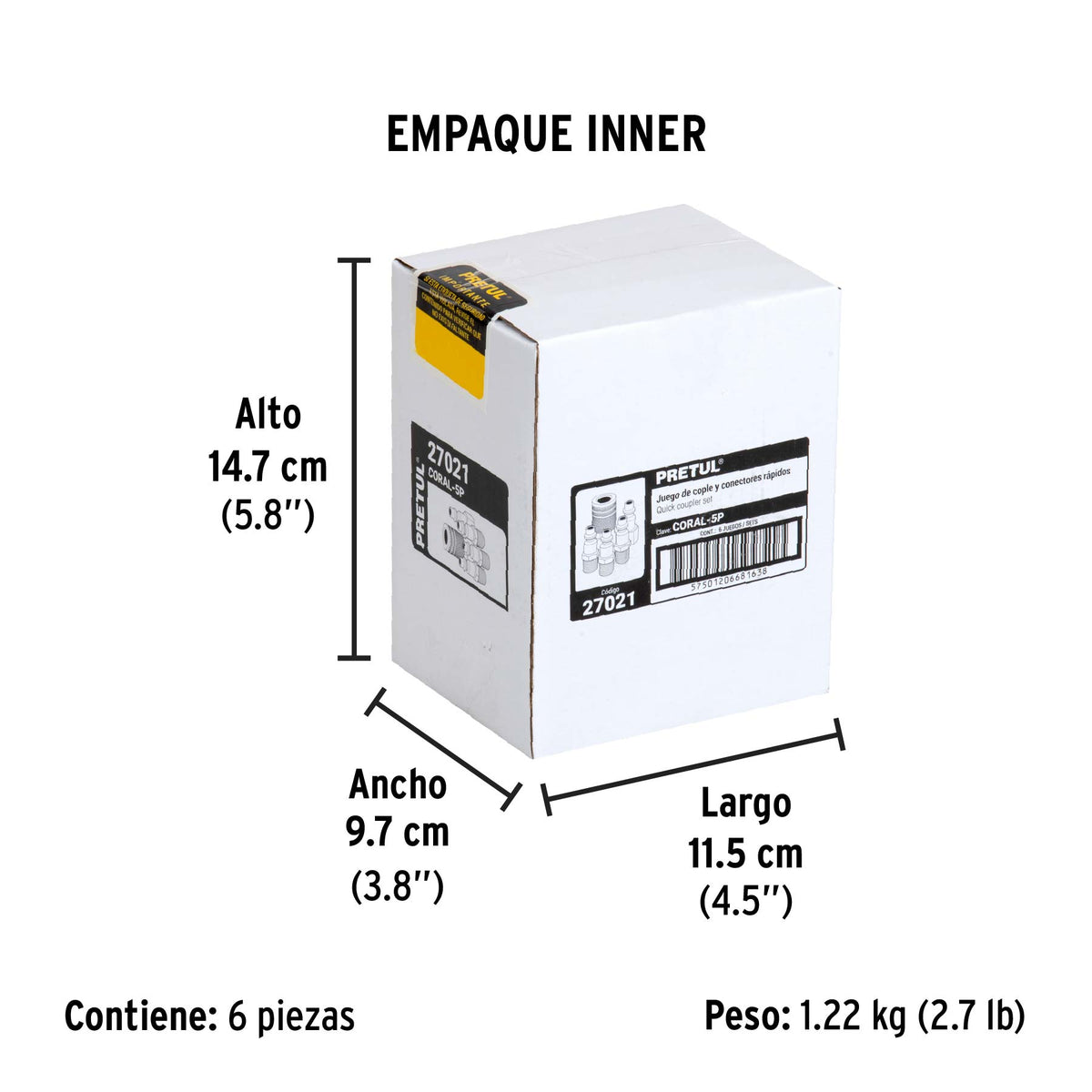 4 conectores y 1 cople para compresor, Pretul