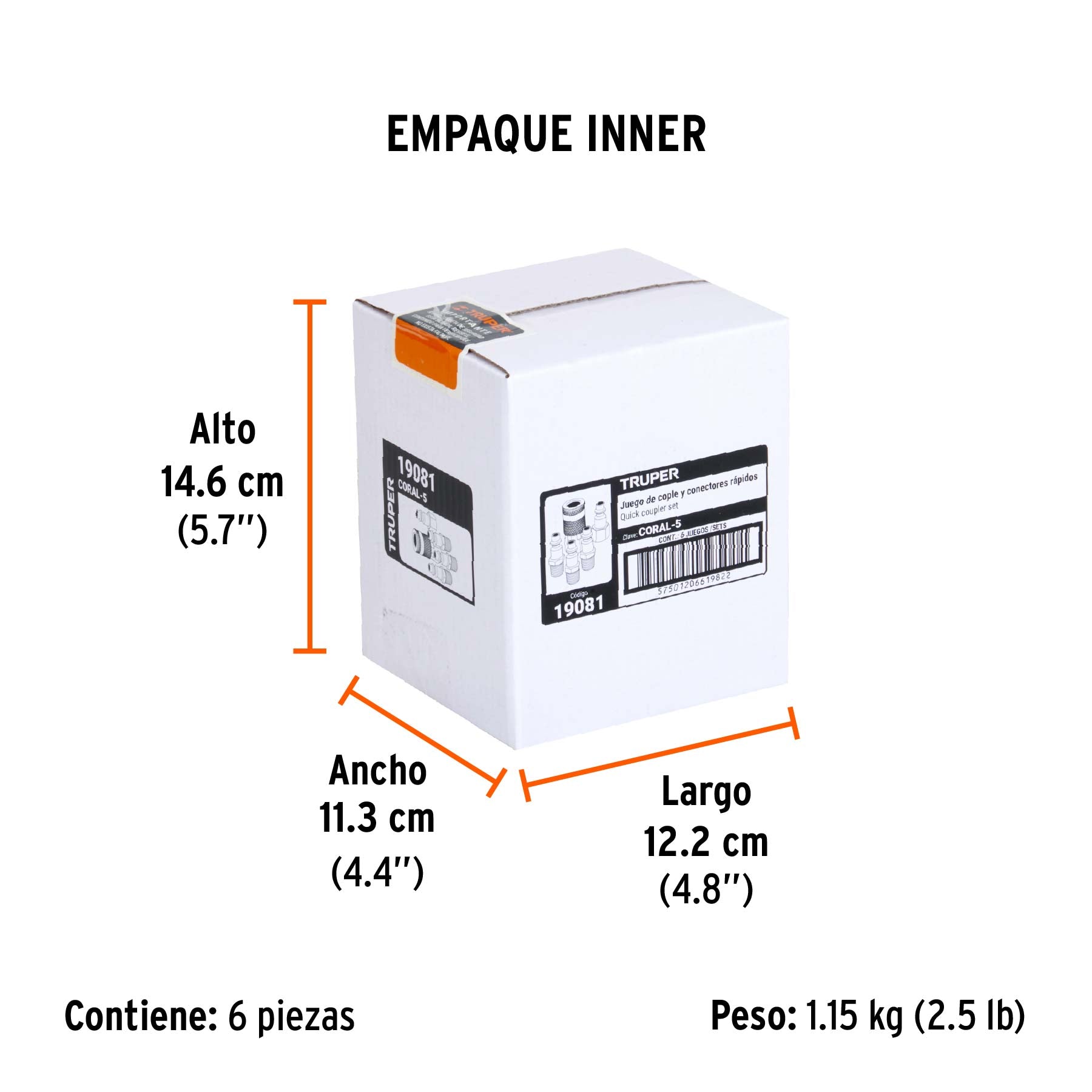 Juego de 4 conectores y 1 cople para compresor de aire
