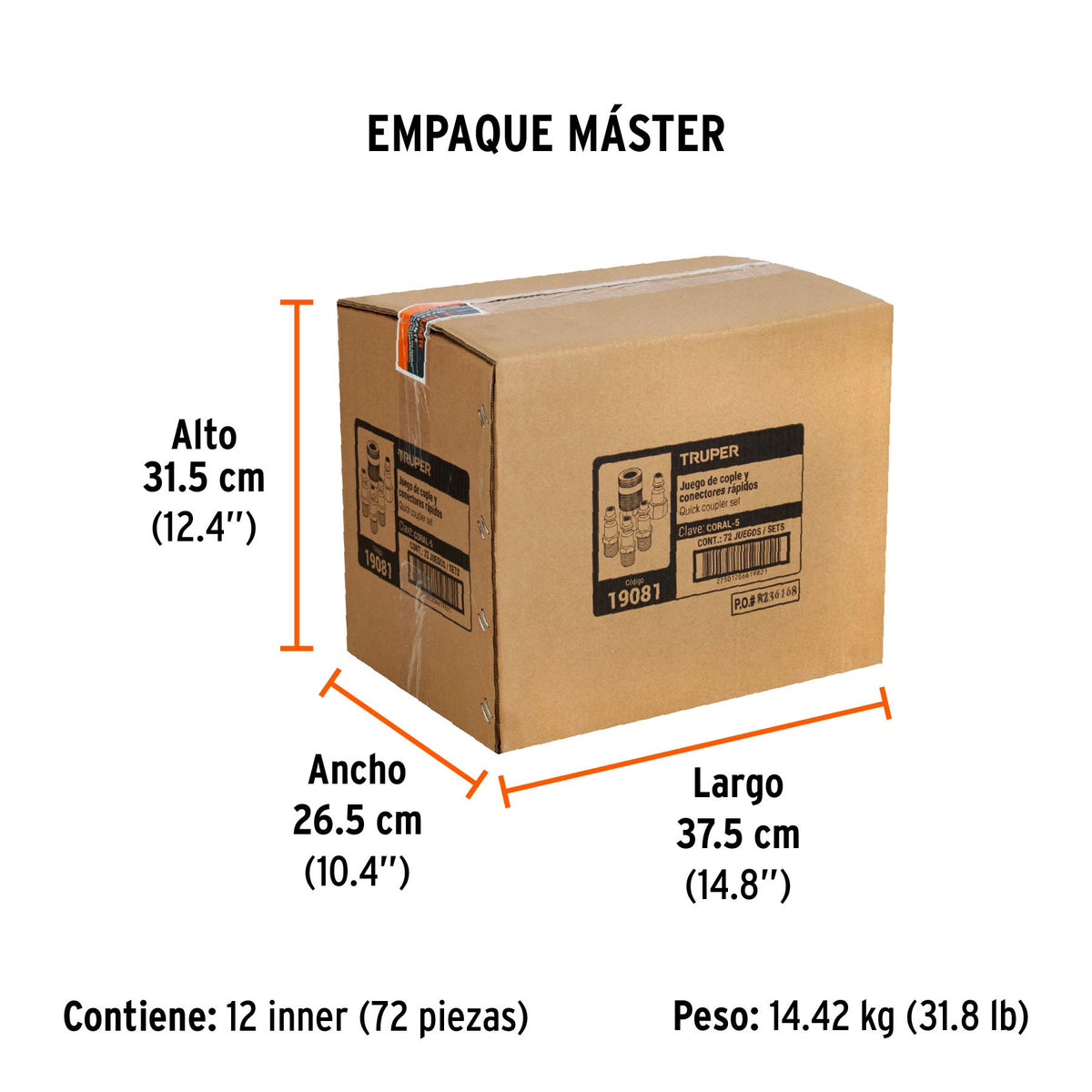 Juego de 4 conectores y 1 cople para compresor de aire