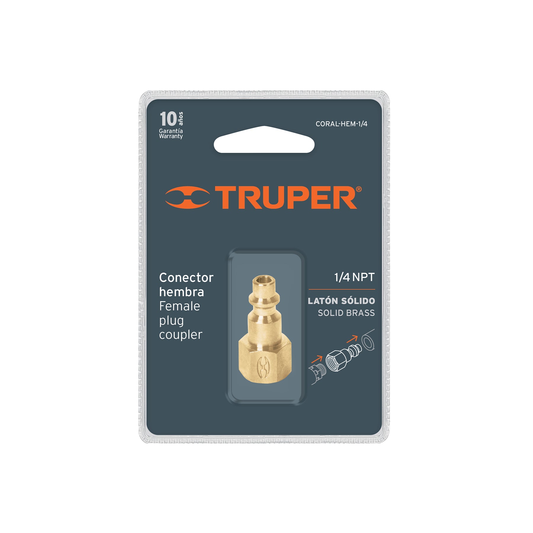 Conector rápido, tipo m, niquelado, cuerda 1/4 npt, hembra