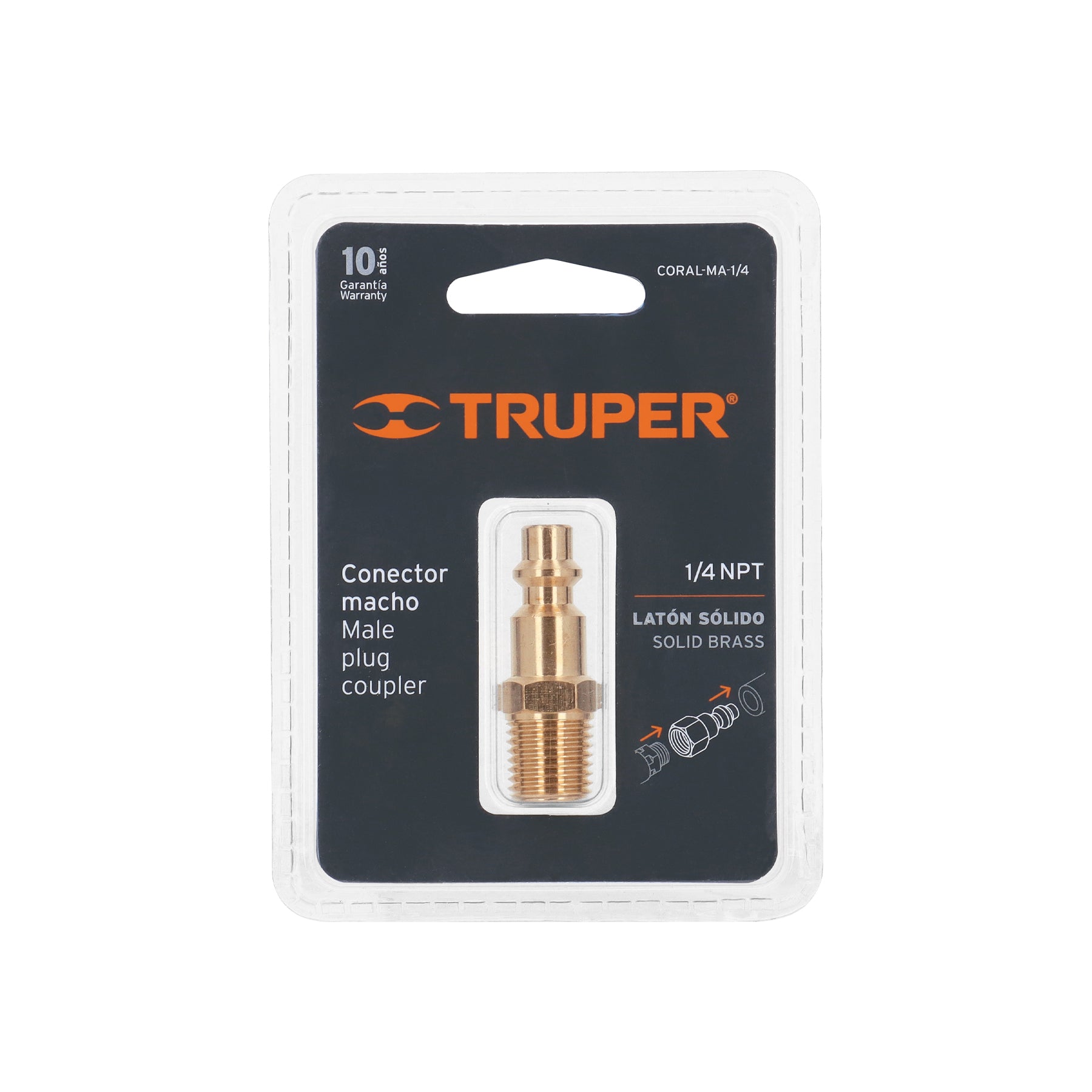 Conector rápido, tipo m, niquelado, cuerda 1/4 npt, macho