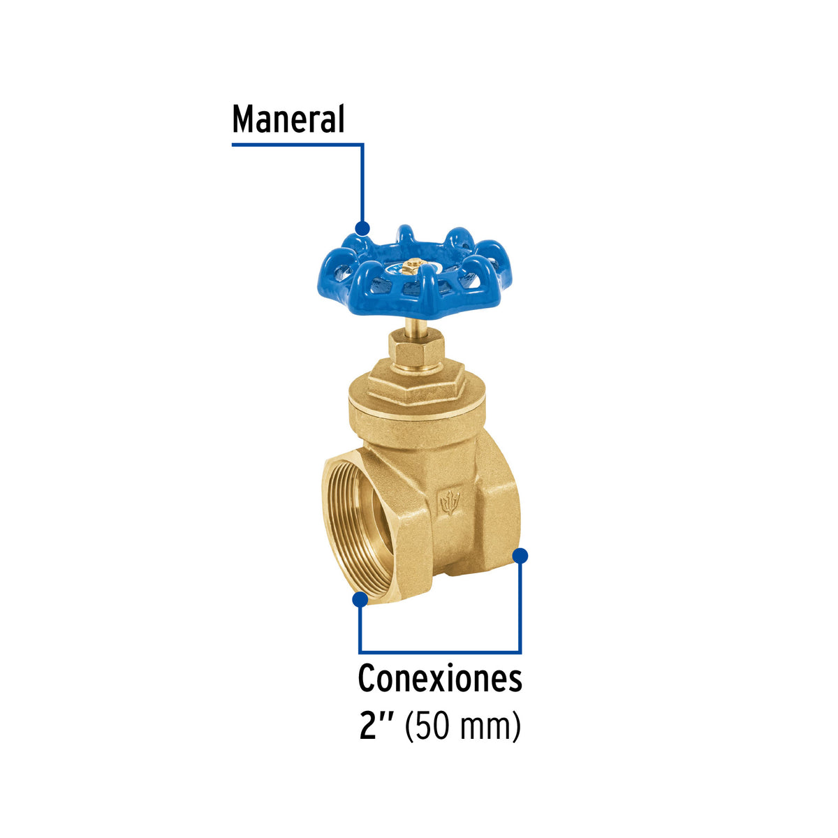 Válvula de compuerta de latón roscable de 2"