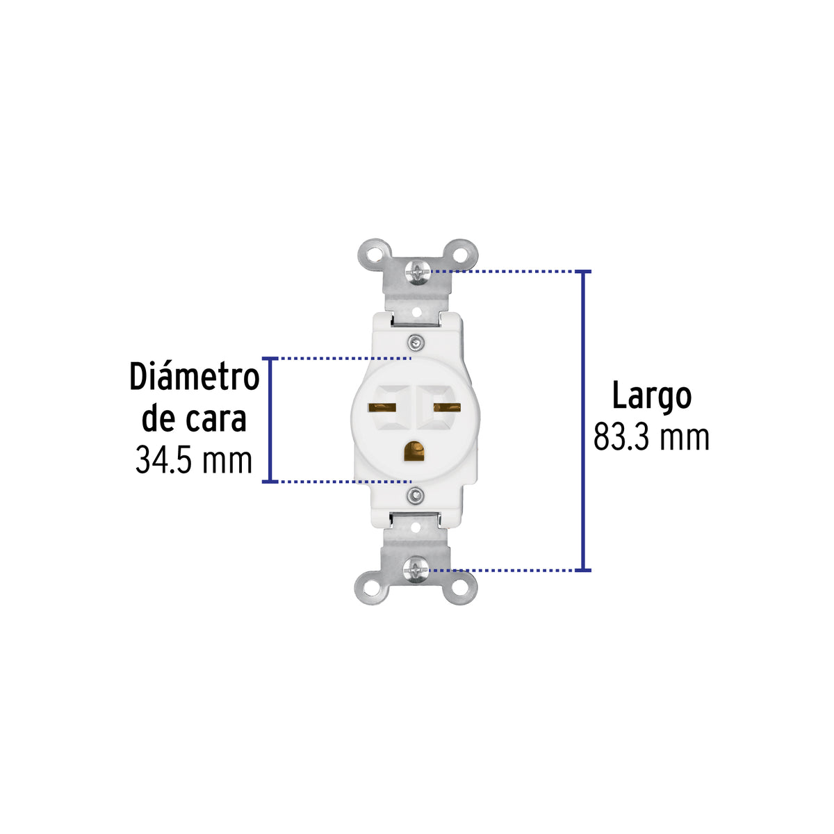 Contacto sencillo, cara de chino, Standard, blanco, Volteck