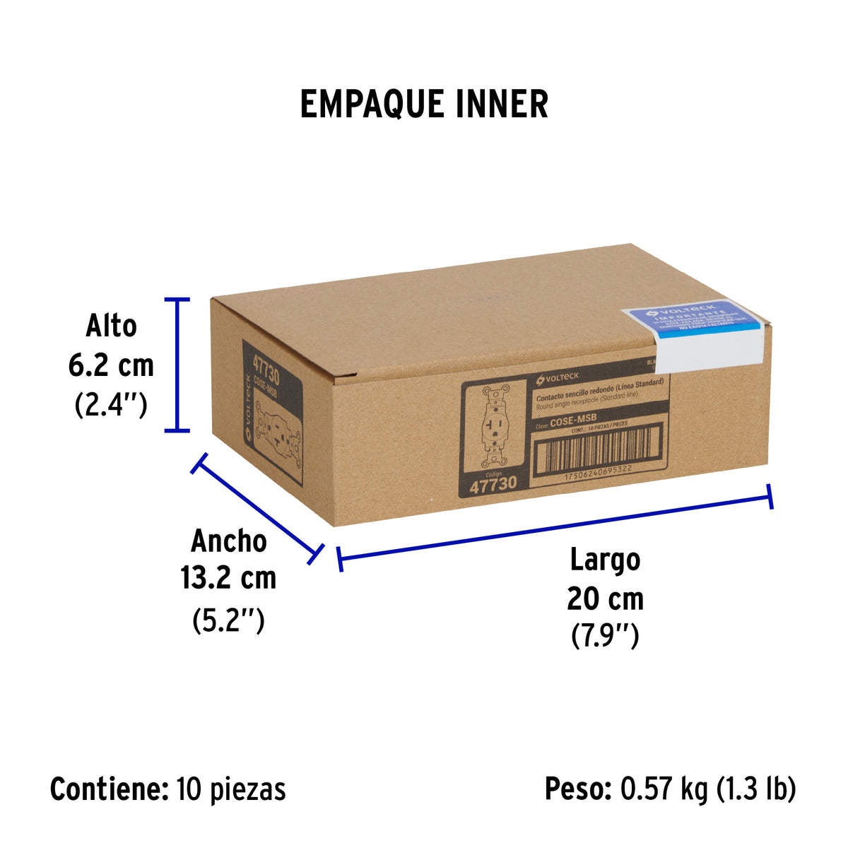 Contacto sencillo, 2 polos 3 hilos, 20 A, Standard, blanco