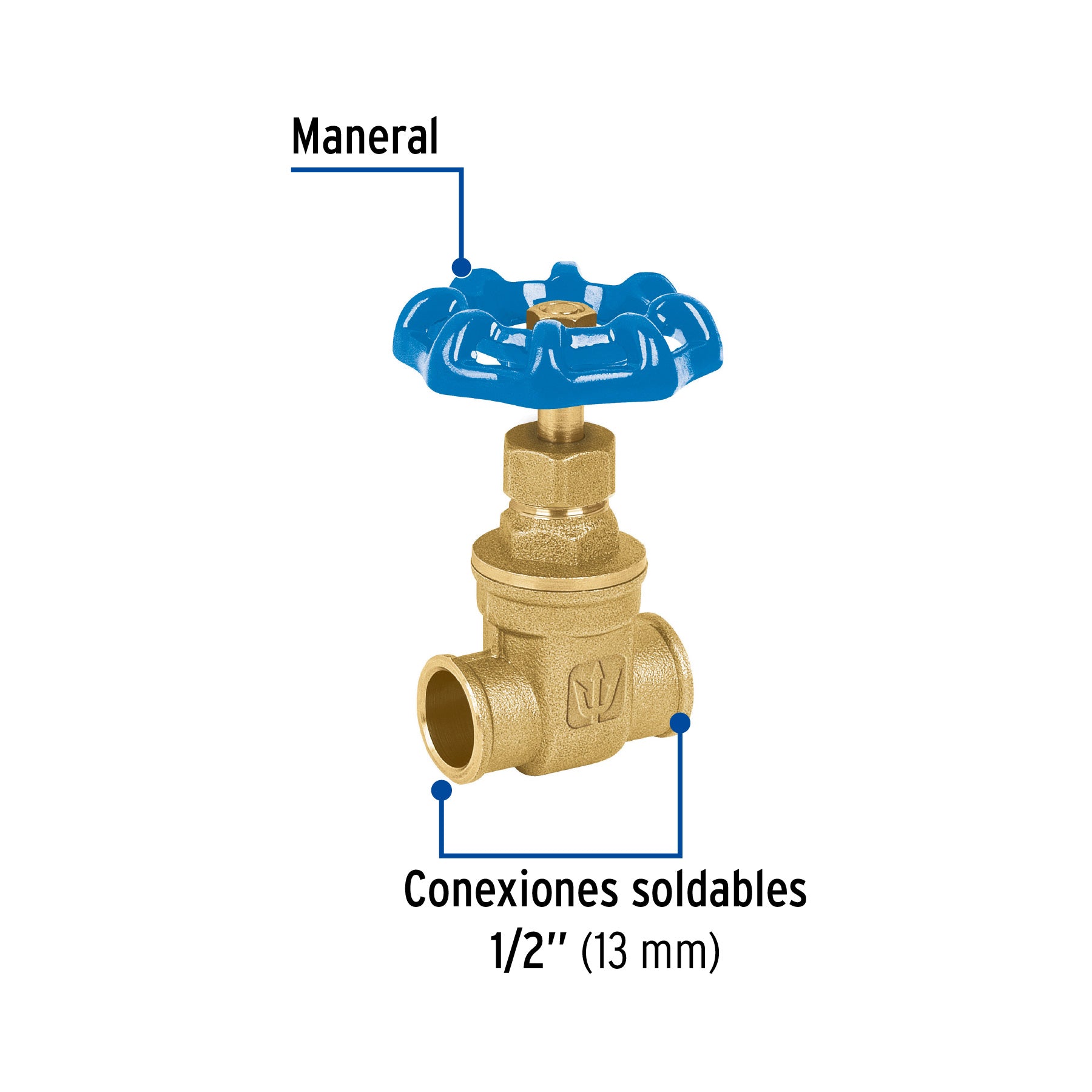 Válvula de compuerta de latón soldable de 1/2"
