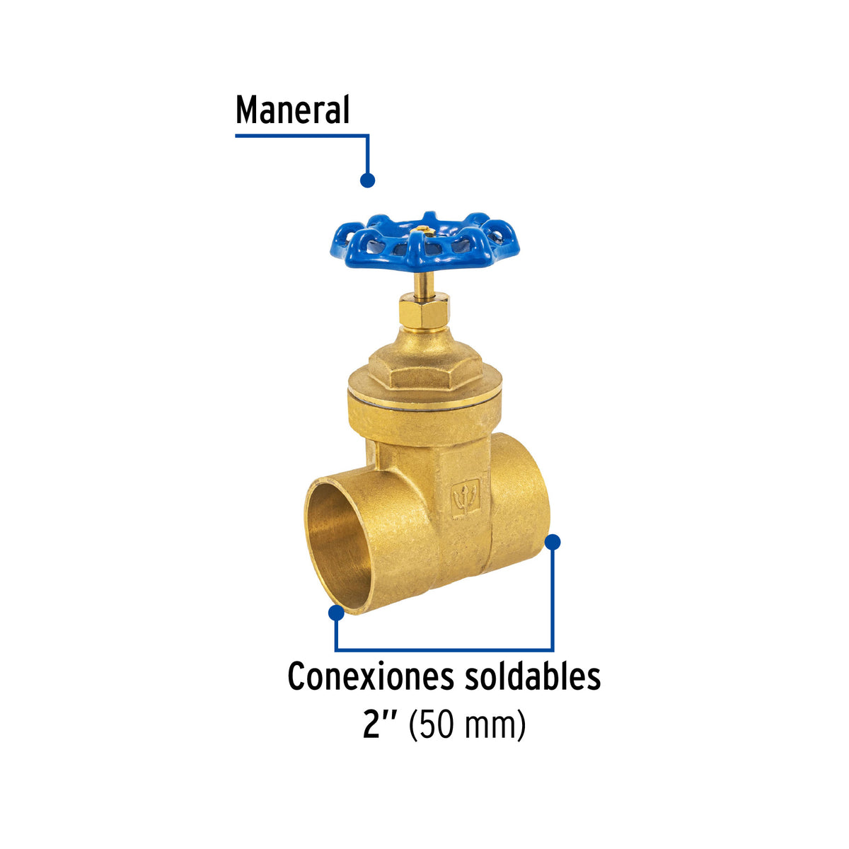Válvula de compuerta de latón soldable de 2"