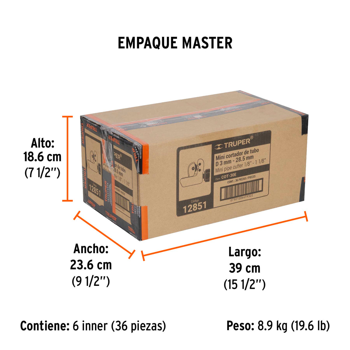Cortador de tubo de cobre, hasta 1-1/8"(30 mm)..